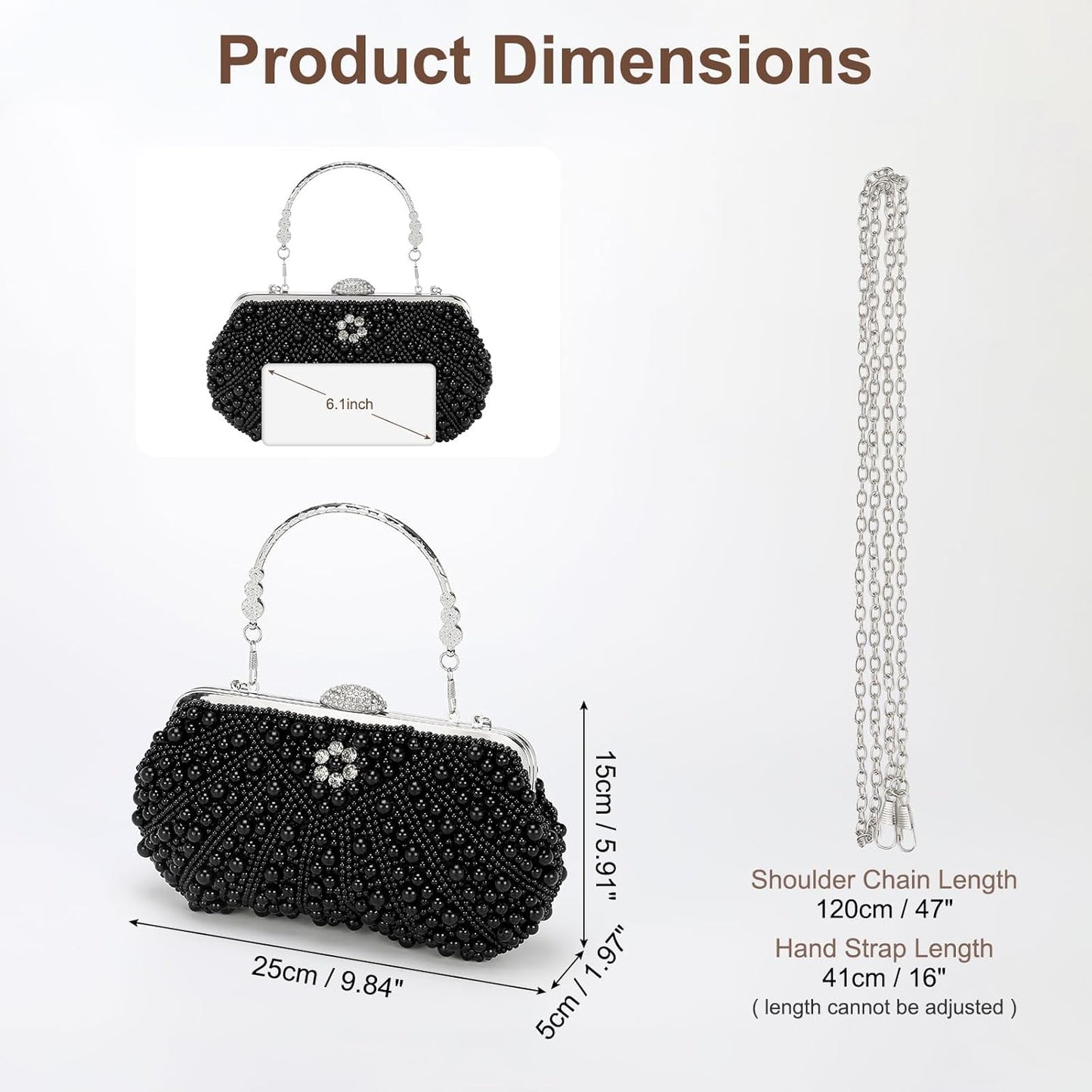 DTGN Clutch Purse Evening Clutch Bag Handbag Cross Body Bag for Women Formal Wedding Club