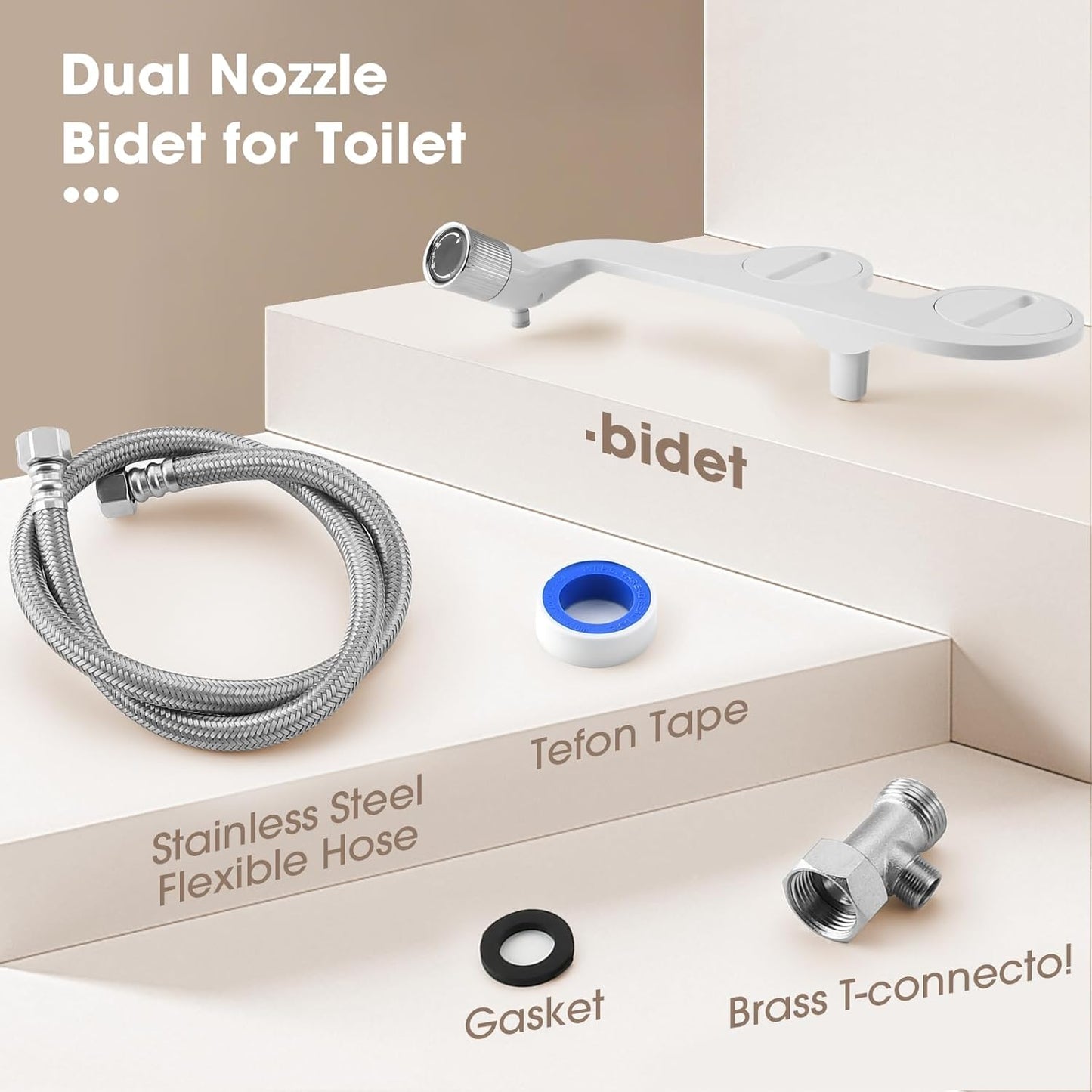 Mornwaen Bidet Attachment for Toilet Seat,Non-Electric Self-Cleaning Dual Retractable Nozzles,Easy to Install,Adjustable Water Pressure for Rear and Feminine Wash
