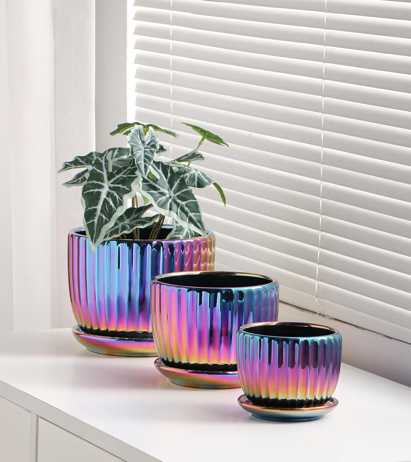 Purilite Select 3-Piece Ceramic Indoor Planter Set
