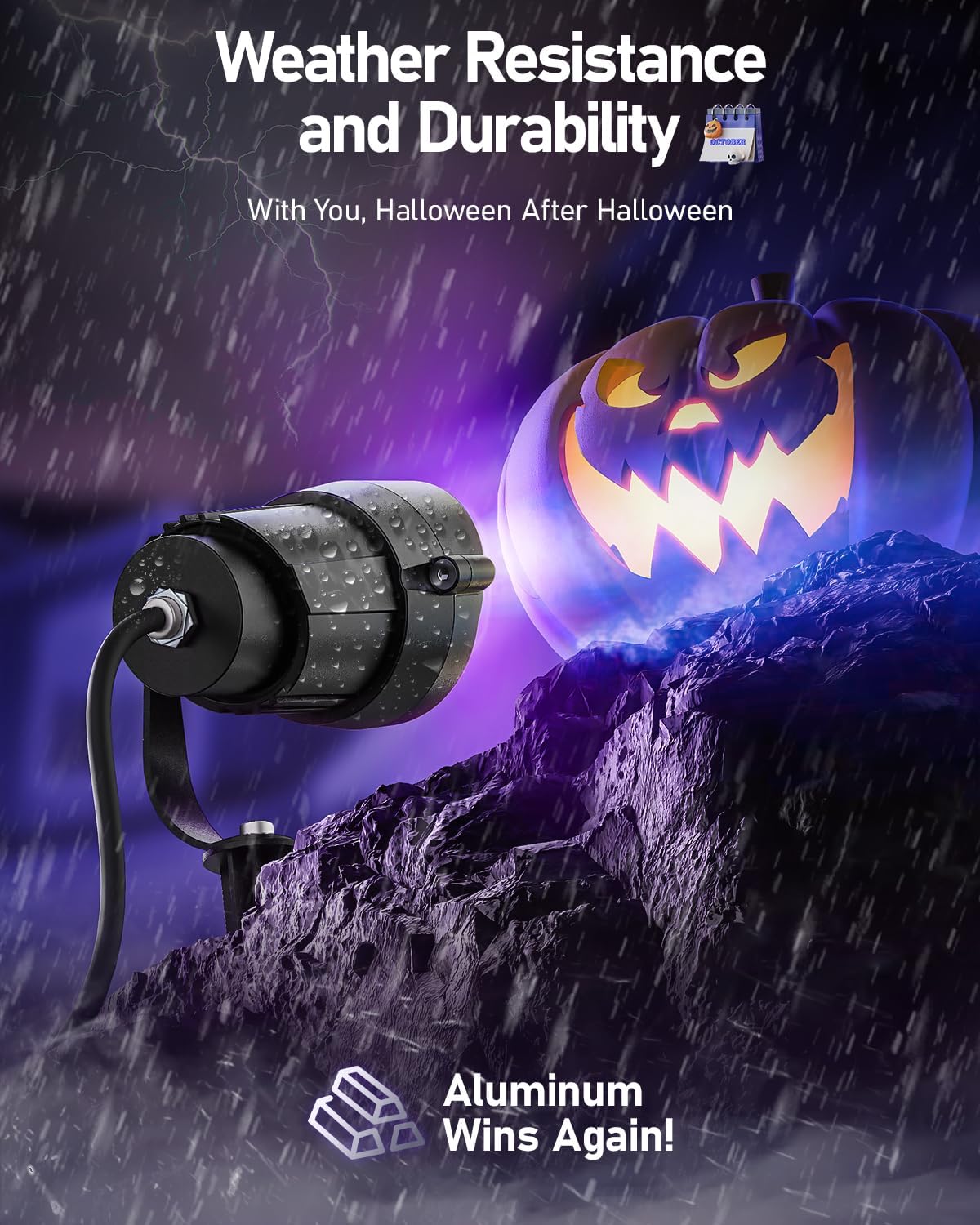 HIBOITEC 12W Halloween Black Light Spotlight Outdoor 1Pack IP65 Waterproof LED Spot Lights Landscape Lighting with US Plug for Glow Party Body Paint Yard Garden Decorations