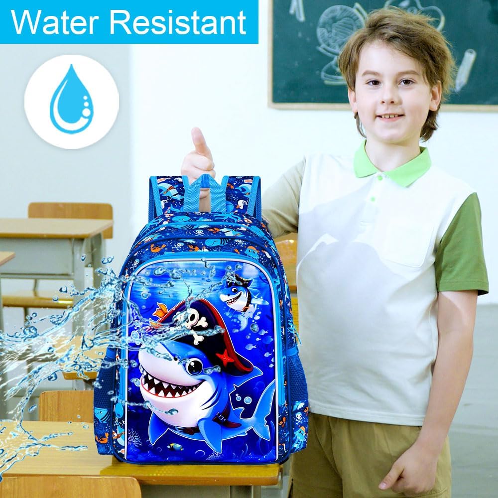 3pcs Backpack for Boys and Girls, 16” Kids Kindergarten Bookbag with Lunch Box, Cute Elementary Backpacks for Boy Girl