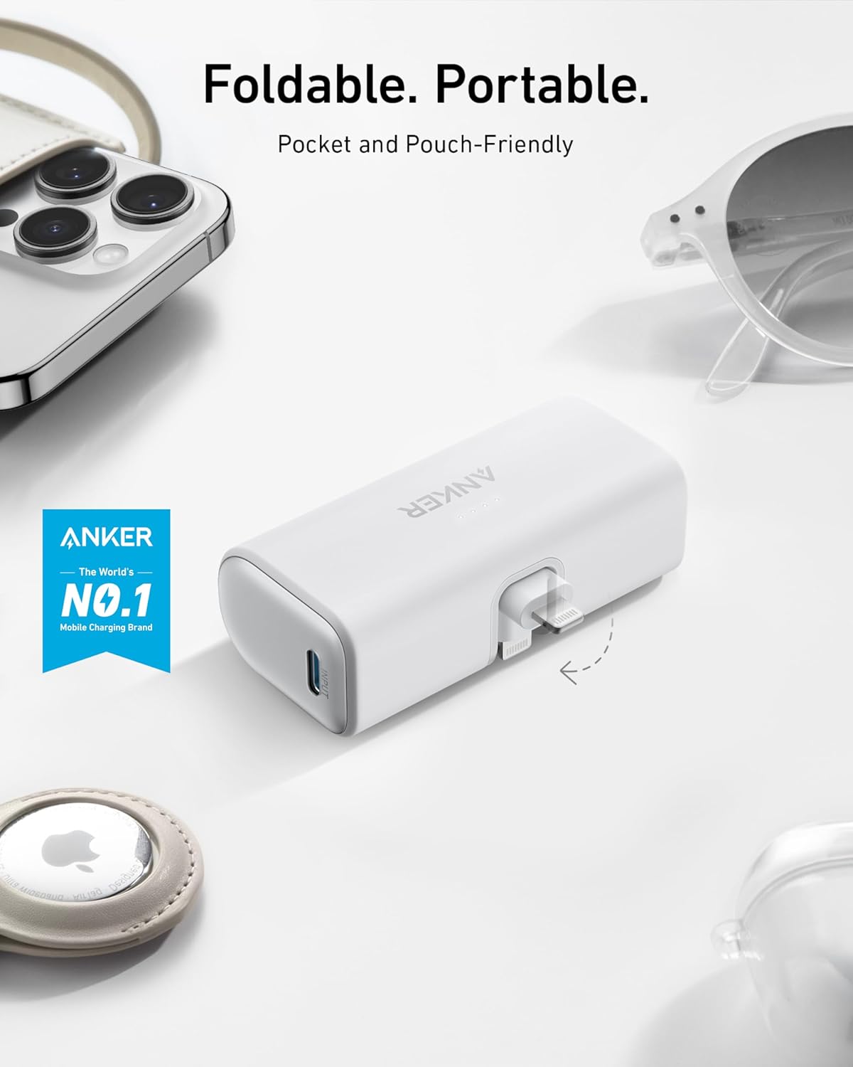 Anker Portable Charger with Built-in Lightning Connector, 5,000mAh MFi Certified 12W Portable Charger, Compatible with iPhone 14/14 Pro / 14 Plus / 14 Pro Max, iPhone 13 and 12 Series