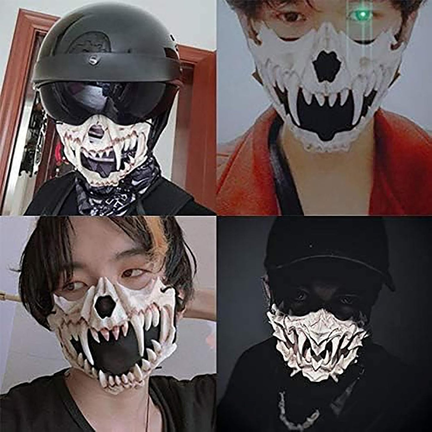 Japanese Halloween Mask, Resin Mask Half Face Tiger Cosplay Mask Skull Scary Mask Cosplay Decorative Mask for Adults