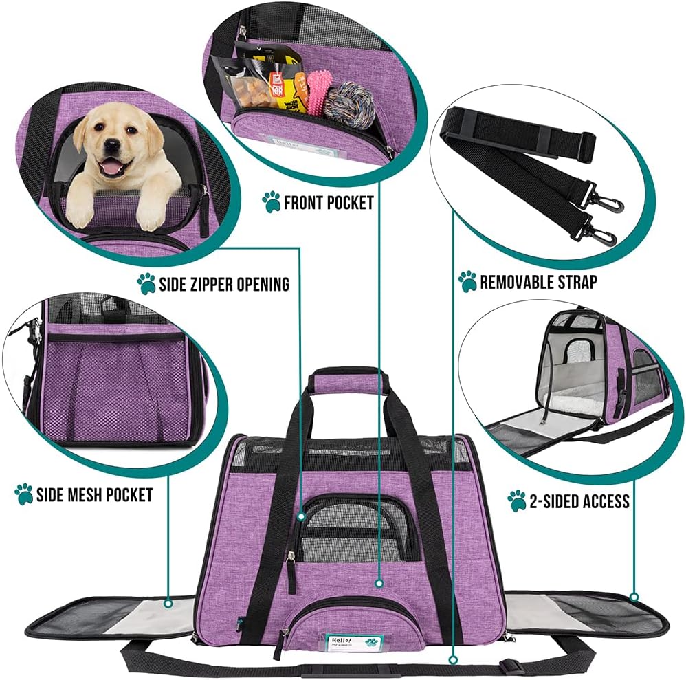 Premium Airline Approved Soft-Sided Pet Travel Carrier by PetAmi | Ventilated, Comfortable Design with Safety Features | Perfect For Plane or Car | Ideal for Small to Medium Sized Cats, Dogs, and Pets