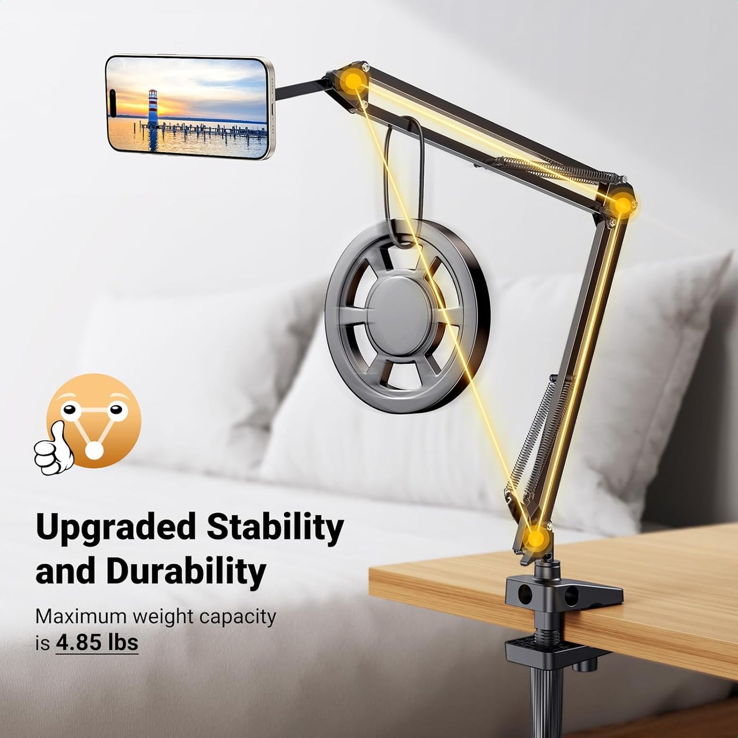 UGREEN Magsafe Gooseneck Phone Stand Holder for Bed Desk Upgraded Sturdy Long Adjutable Arm, Magnetic Overhead Cell Phone Arm Stand, Bed Phone Holder Compatible with Magsafe iPhone 16 15 14 13 Pro Max