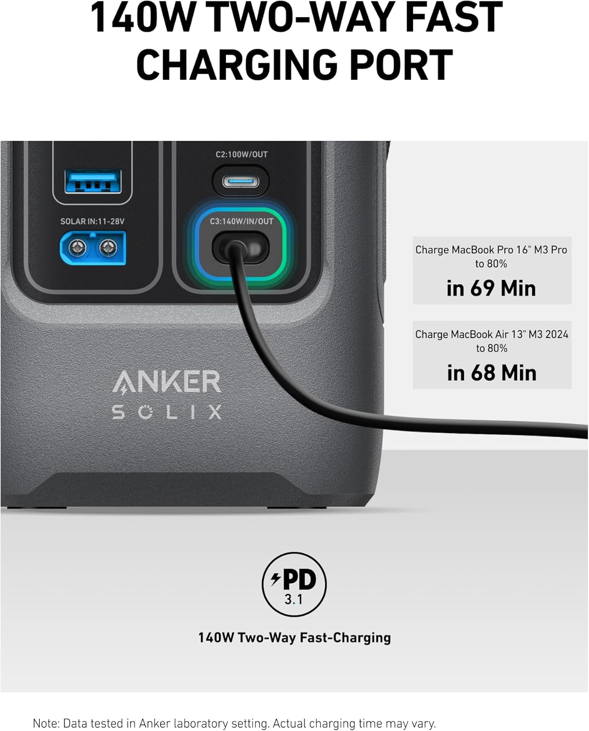 Anker SOLIX Power Bank Station C200 DC with Adjustable Strap, 192Wh LiFePO4 Portable Power Station, 200W Solar Generator, for Outdoor Camping, Traveling, and Emergencies (No Wall Charger Included)