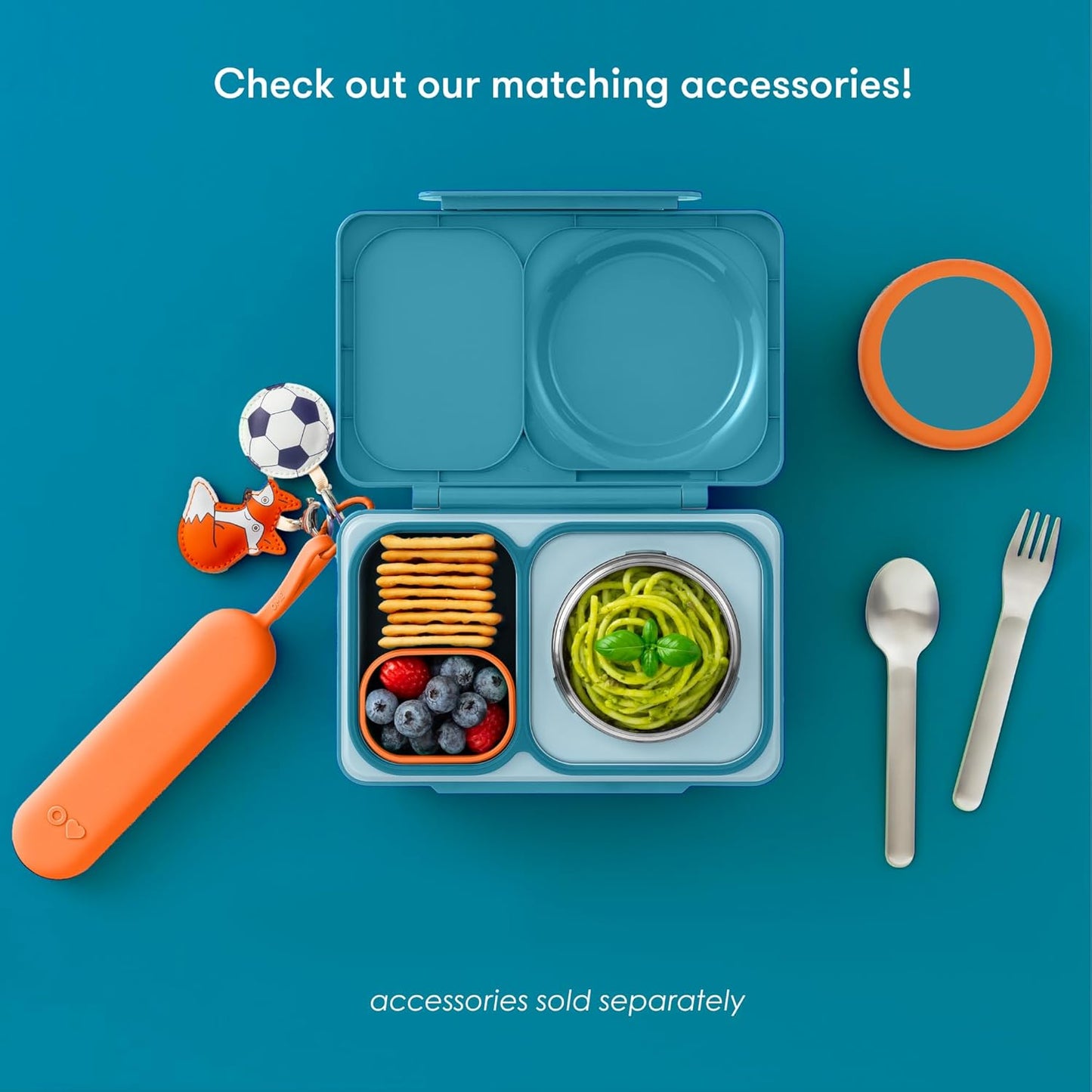 OmieBox UP bento box for kids | Insulated lunch box | Insulated food jar | Cooler ice pack | 2 Compartments (Cherry Pink)