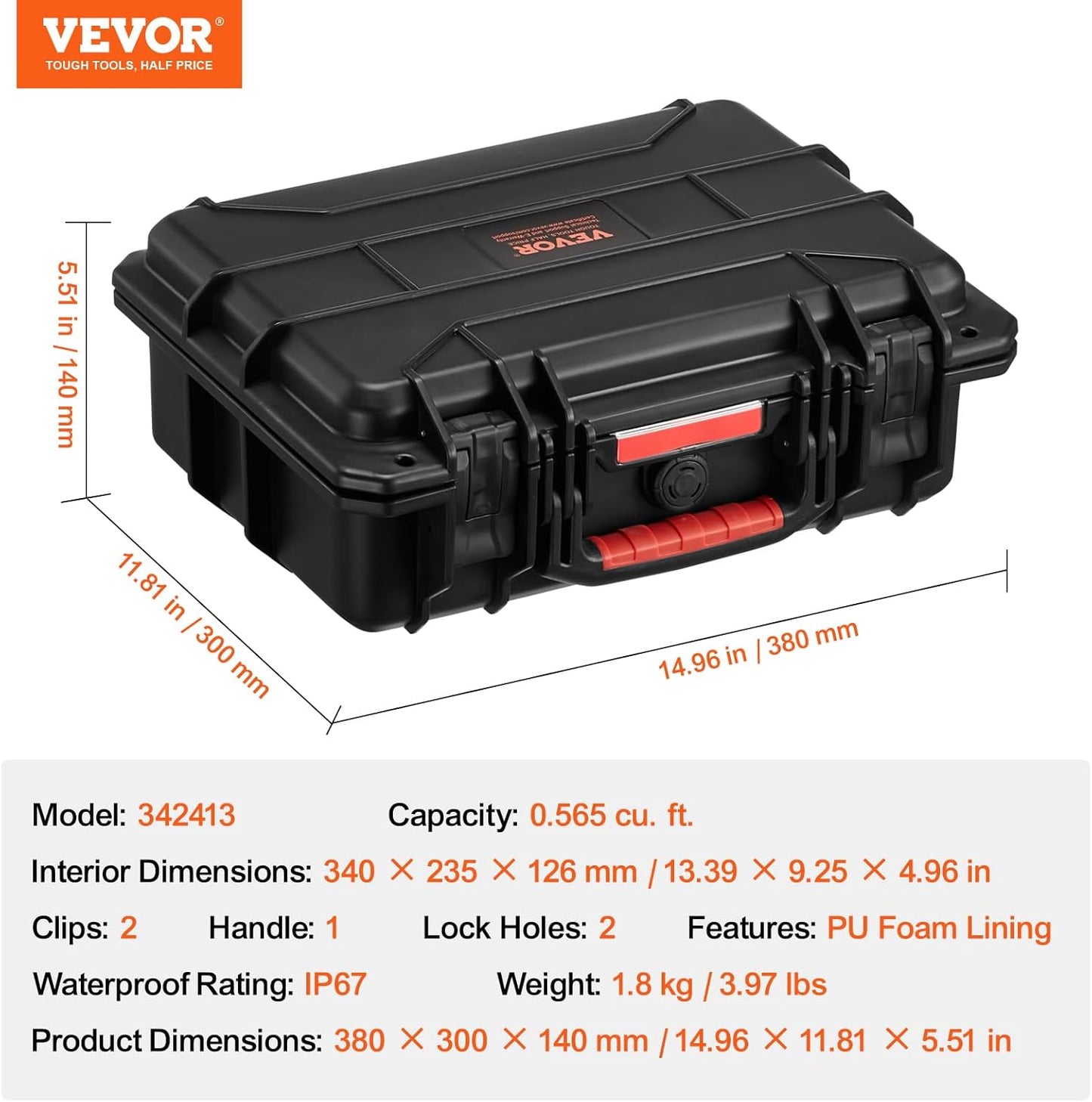VEVOR Unisex Modern Waterproof Hard Case