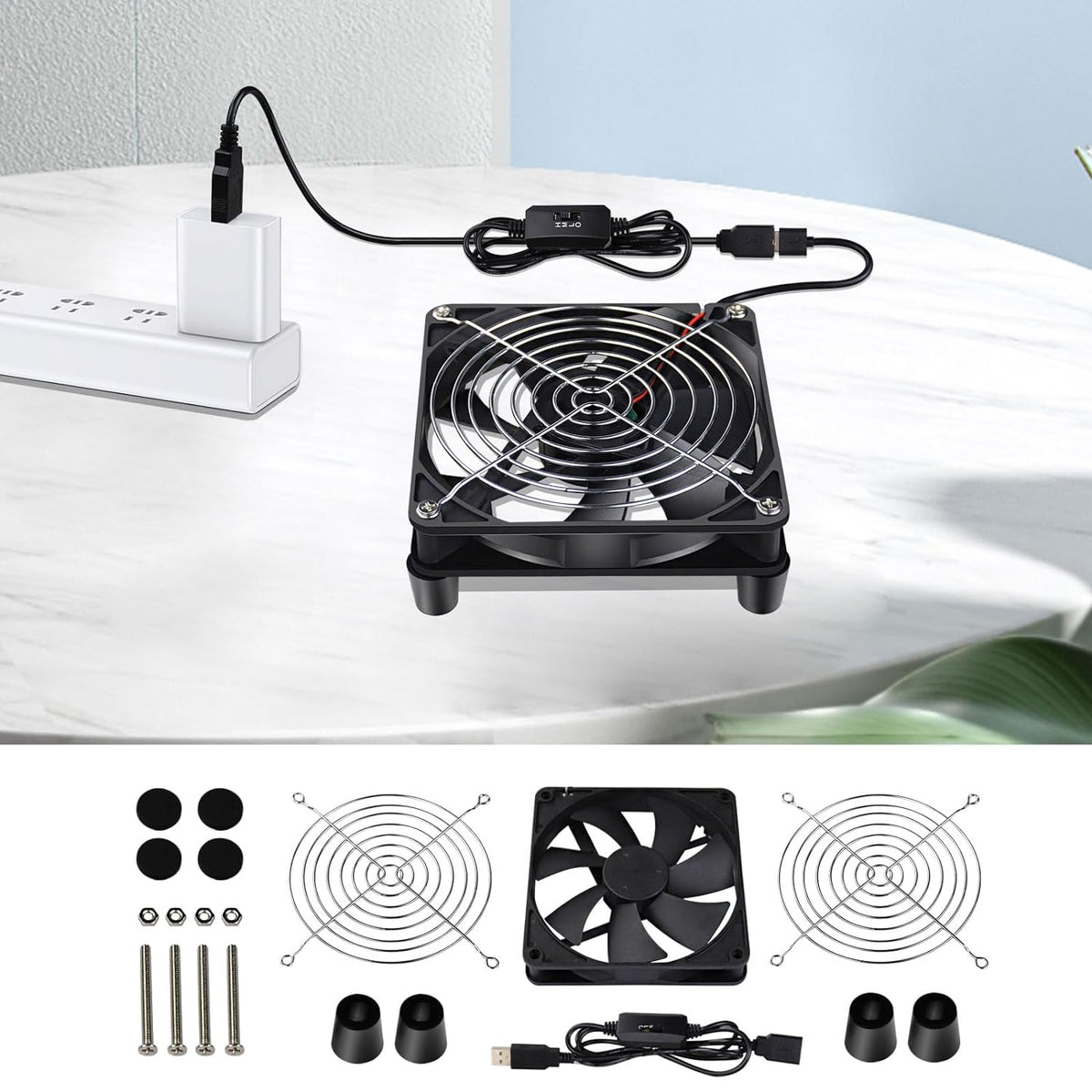 Wathai 140mm x 25mm USB Cooliing Fan 5V with Speed Control for Computer Case Receiver DVR Playstation Xbox PS4 Router Cabinet Cooling - PuriLite