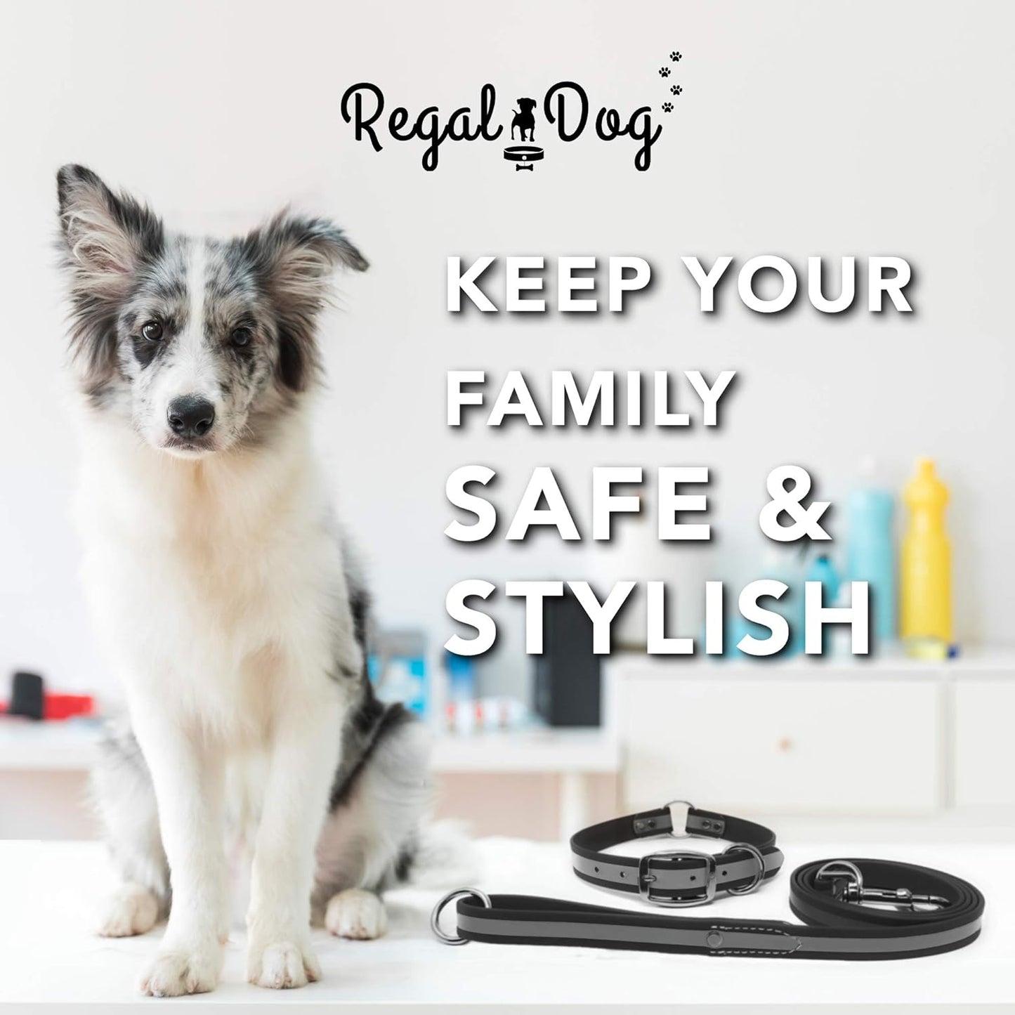 Regal Dog Products Large Pink Heavy Duty Reflective Dog Collar with Center Ring, Metal Buckle and D Ring | Anti-Odor Adjustable Biothane Waterproof Dog Collar | Other Sizes for Small & Medium Dogs