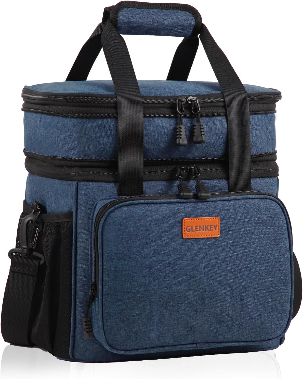 Expandable Large Lunch Bag, Double Deck Insulated Lunch Box Leakproof Durable Soft Cooler Bag for Men Women Adults Work Construction Beach Picnic Daytrip,16L,Black, GLENKEY