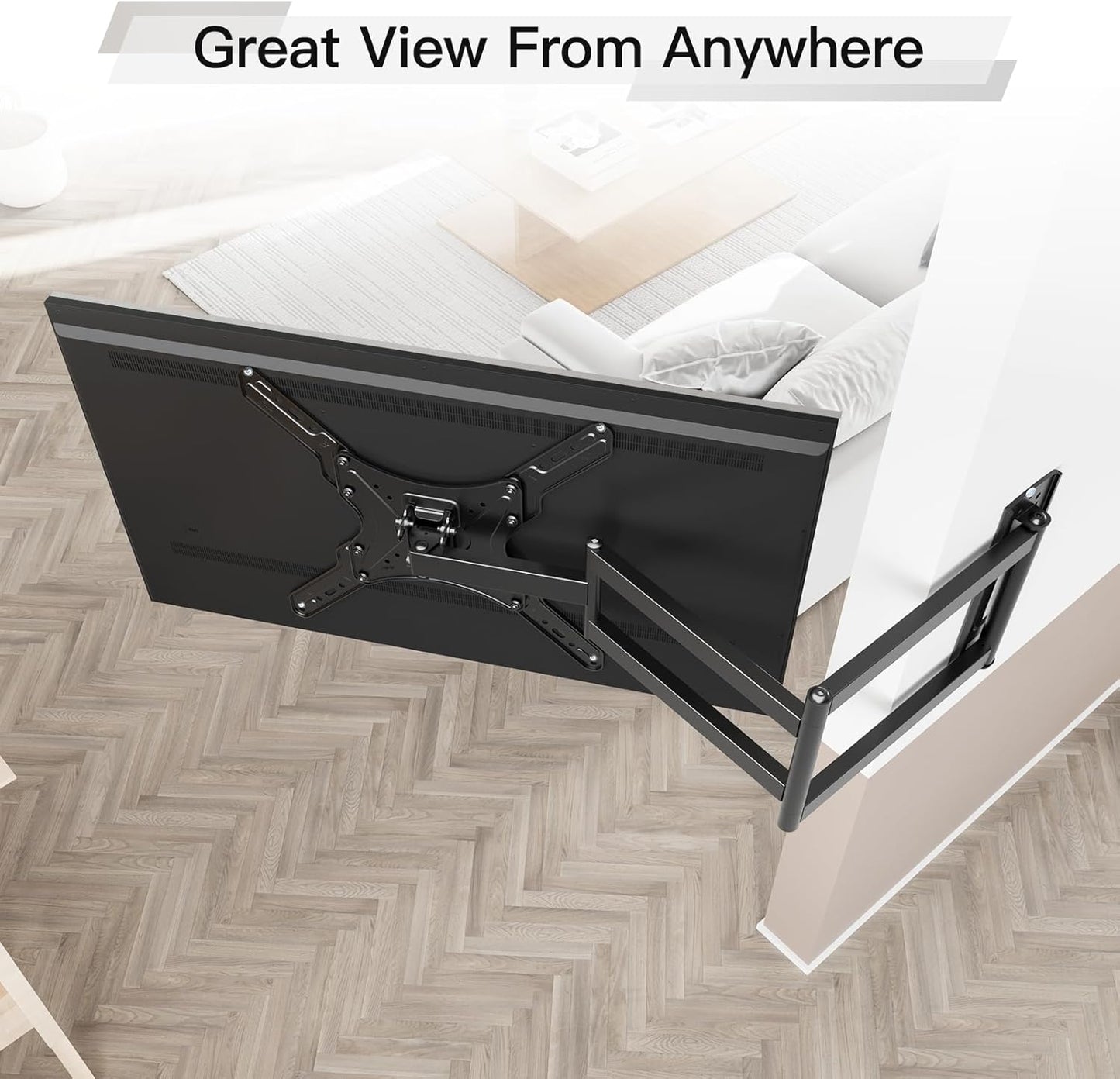 ELIVED Long Arm TV Wall Mount for Most 26-65 Inch TVs, 37.4 Inch Long Extension TV Mount Swivel and Tilt, Max VESA 400x400mm, Full Motion Wall Mount tv Bracket Holds up to 77 lbs.