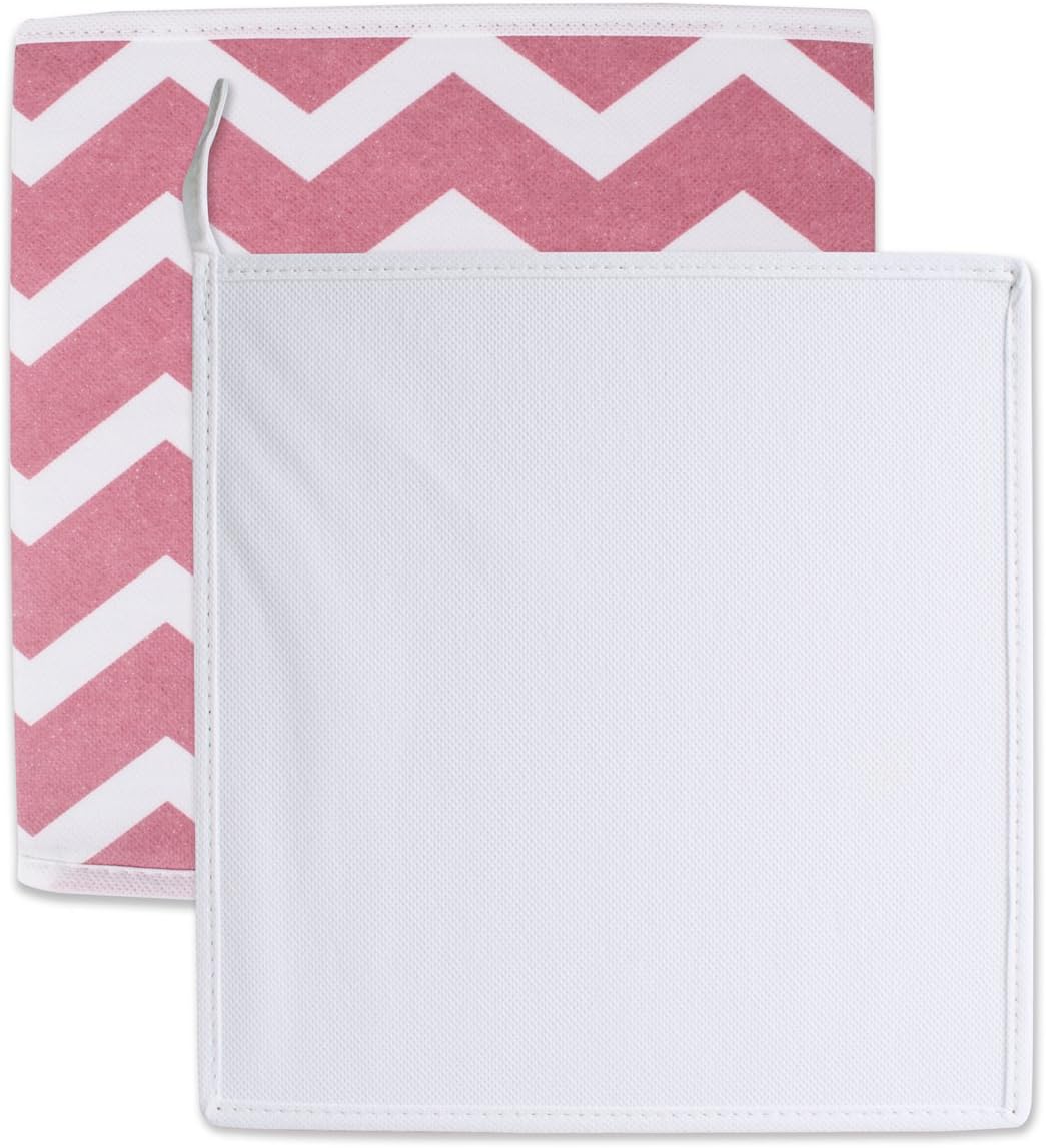 DII Foldable Fabric Storage Containers for Nurseries, Offices, Closets, Home Decor, Cube Organizers & Everyday Storage Needs, (Large - 11 x 11 x 11) Scroll Nautical Blue - Set of 2