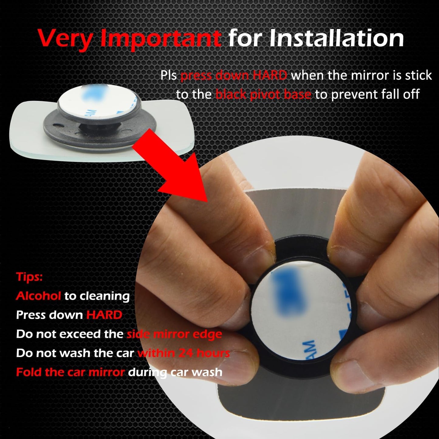 Ampper Blind Spot Mirror, 2" Round HD Glass Frameless Convex Rear View Mirror, Pack of 2 - PuriLite