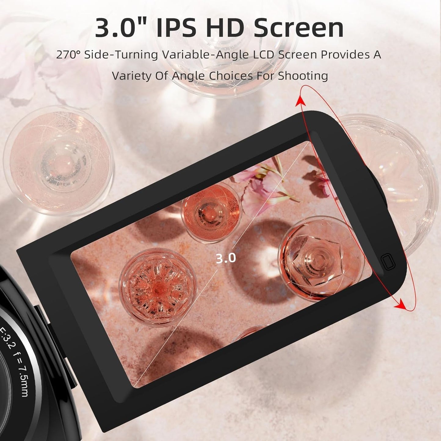 ORDRO B320 Video Camera Camcorder Full HD 1080P 30MP IR Night Vision Vlogging Camera Recorder 3.0 Inch IPS Screen 18X Digital Zoom with 2 Batteries