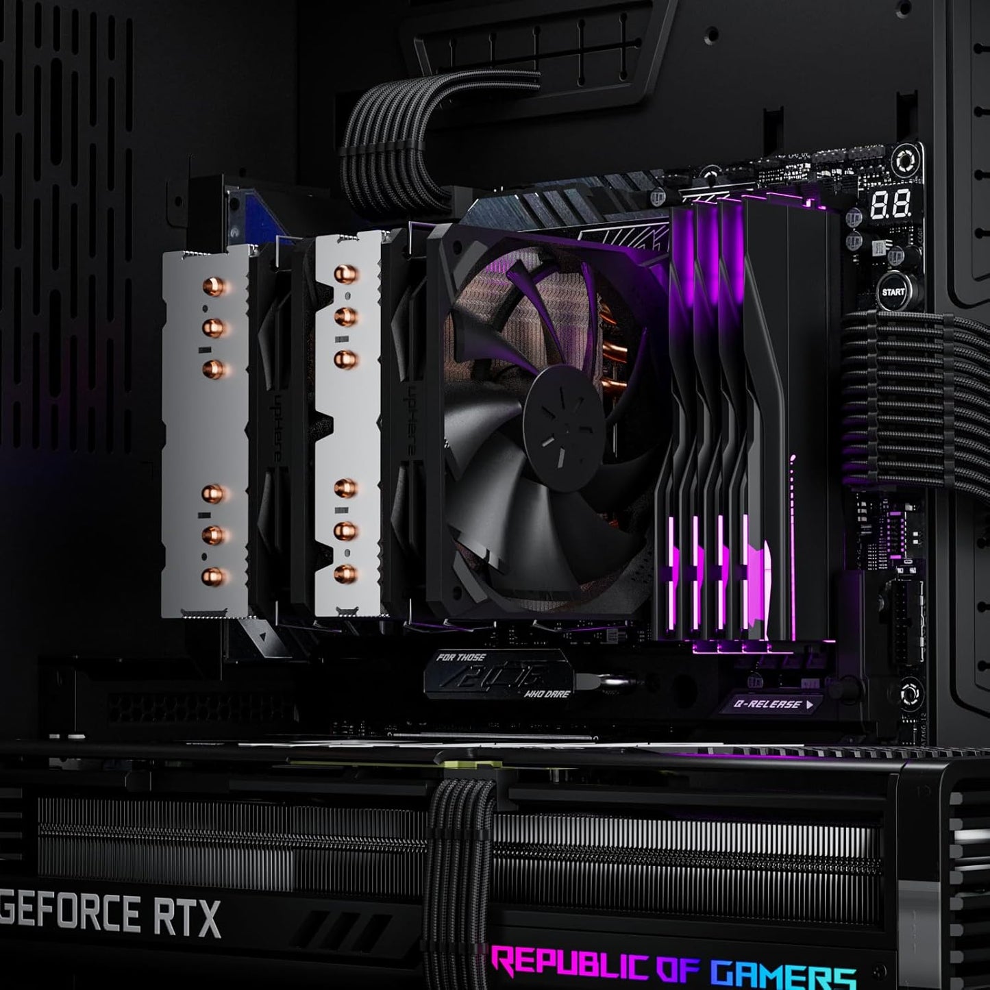 upHere D6SEC CPU Cooler, Intel LGA2011,LGA2066, LGA1700,AMD AM5/AM4/Ryzen 120mm,Dual Towers,5V ARGB
