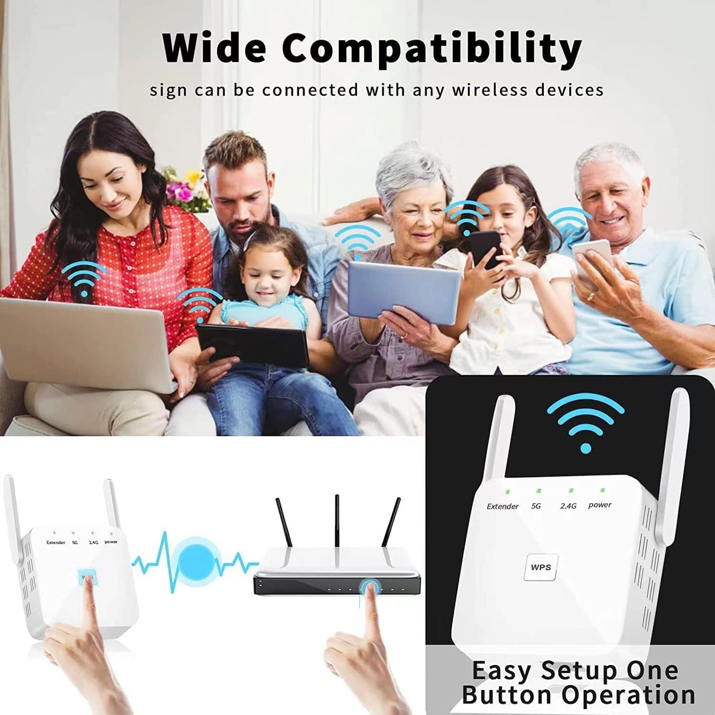 2025 Faster WiFi Extender, WiFi Repeater, Covers Up to 10000 Sq.ft and 80 Devices, Internet Booster - with Ethernet Port, Quick Setup, Home Wireless Signal Booster