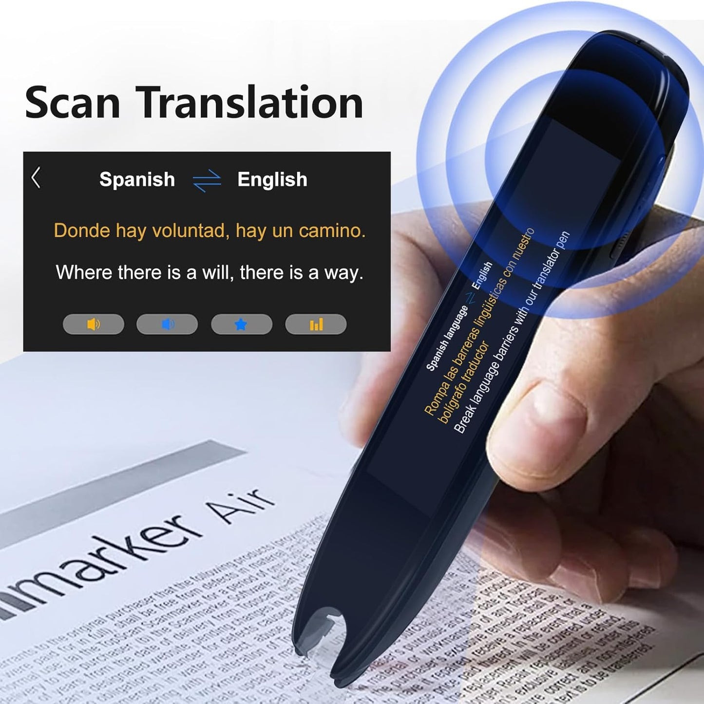 Scan Translation Pen with Camera, 142 Languages Two-Way Instant Translator Pen for Voice, Text, Photo, Offline Online Translation for Business Learning Travel, OCR Digital Reading Pen for Dyslexia