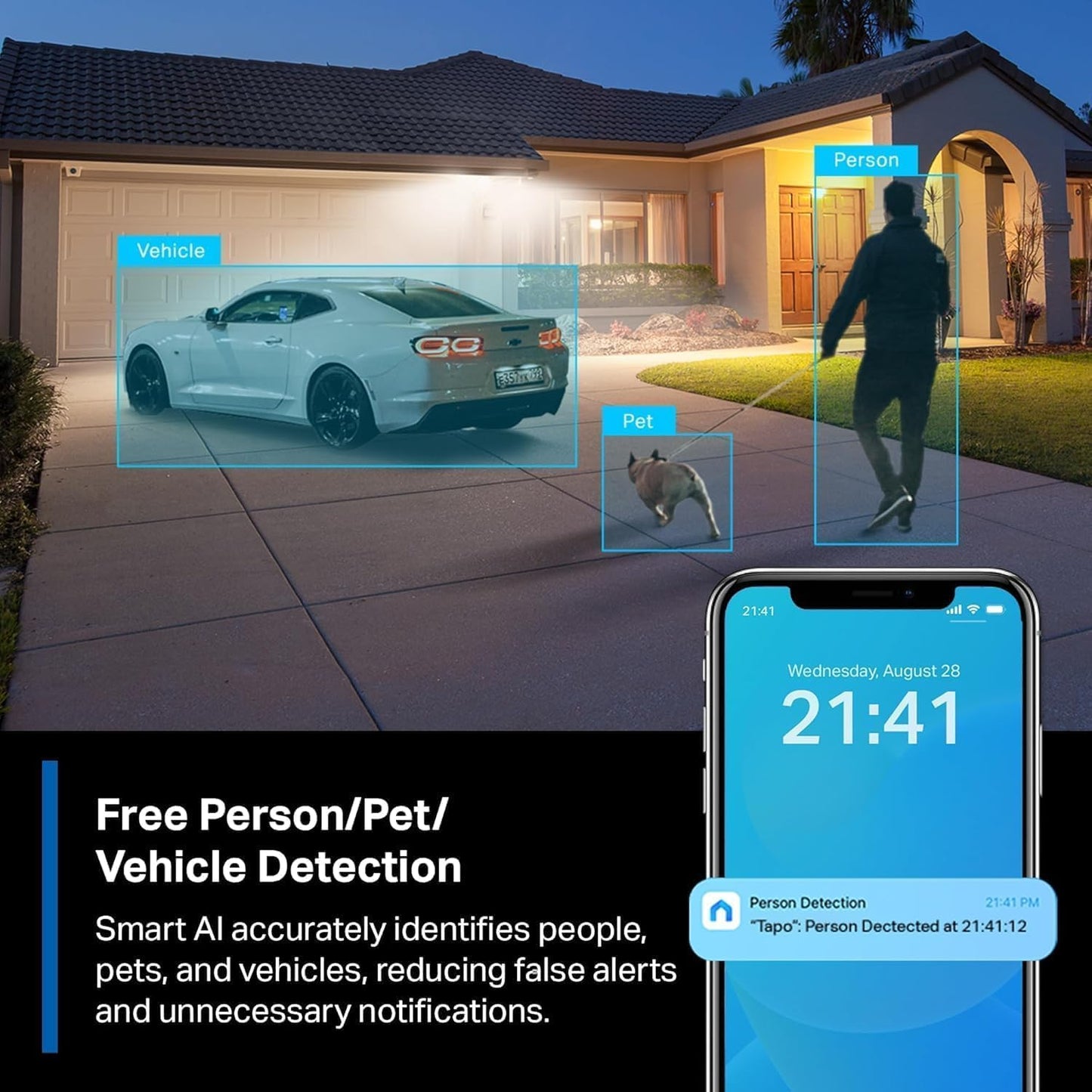 TP-Link Tapo SolarCam 2K, Outdoor Battery Camera w/Solar Panel Base, Wireless Camera, 2K QHD, 150° Super-Wide FOV, Free Person/Vehicle/Pet Detection, SD/Cloud Storage, Starlight Color Night Vision