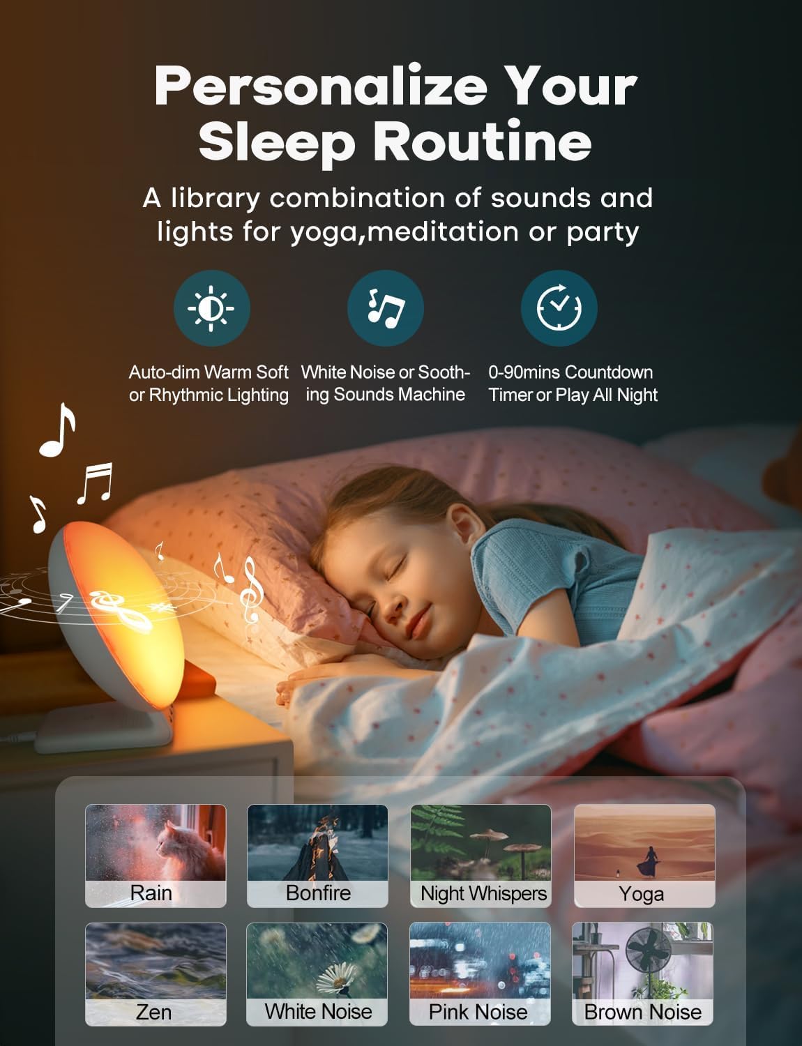 Sunrise Alarm Clock for Heavy Sleepers, Wake Up Light with Sunrise/Sunset Simulation, Dual Alarms & Natural Sounds, Snooze & Sleep Aid, FM Radio, 7 Colors Night Light for Bedroom, Ideal for Gift