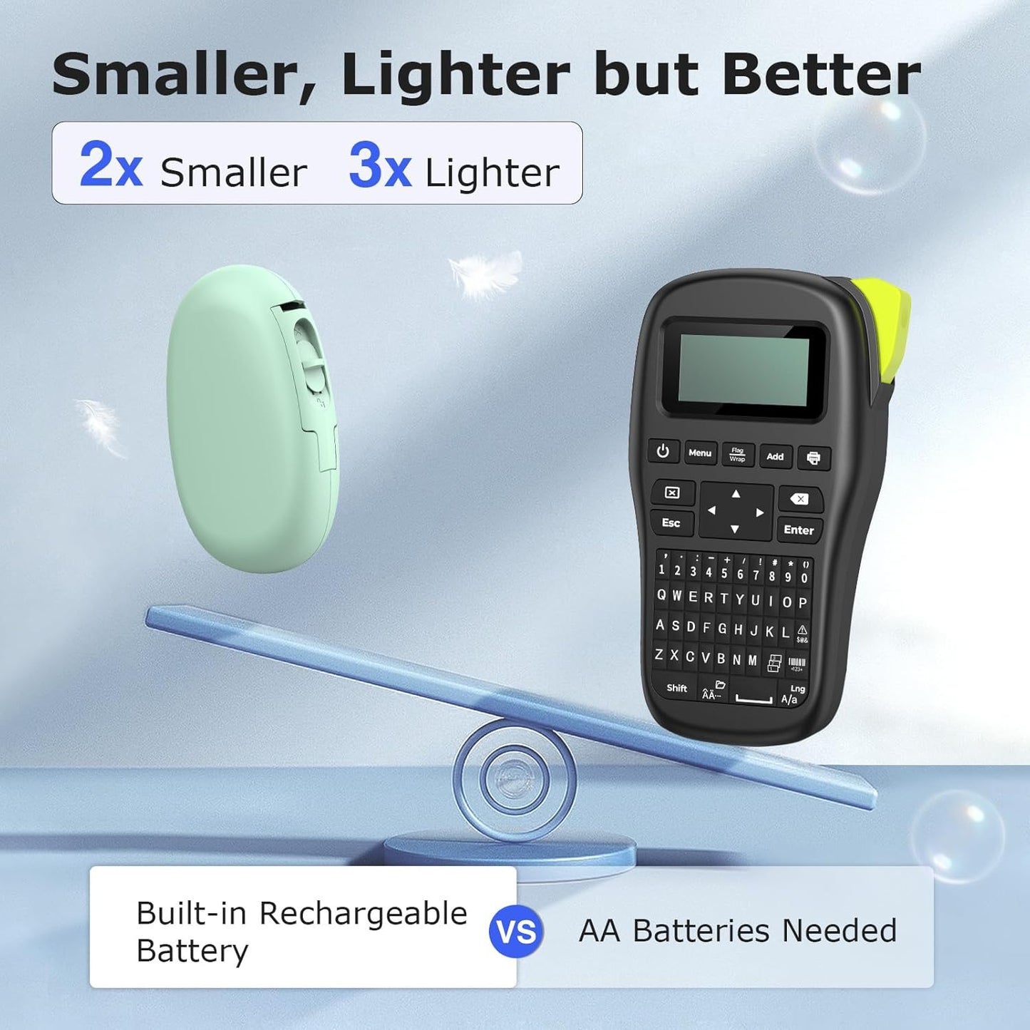 SUPVAN E10 Mini Bluetooth Label Maker Machine with Tape, Continuous Waterproof Label, Versatile App with 40+ Fonts and 600+ Icons, Inkless Labeler for Home, Kitchen, School, Office Organization, Green