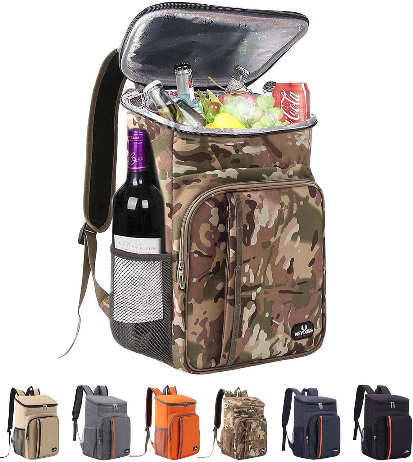 Bagtopia Camping Cooler Backpack 25 Cans, Leak Proof Insulated Thermal Bag, Beach Travel Picnic Lunch Backpack for Men Women