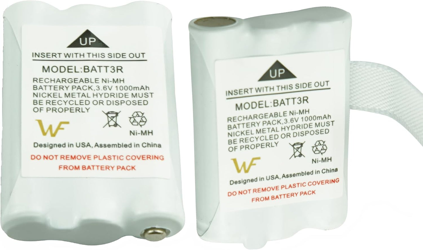 2X BATT3R Rechargeable Battery Pack Replacement for Midland BATT3R BATT-3R, AVP14 LXT600 LXT-600 LXT630 LXT630X3 LXT633 T50, T60, T51, T61, T55, T65, X-Talker Walkie Talkie Radios Batteries 1000mAh