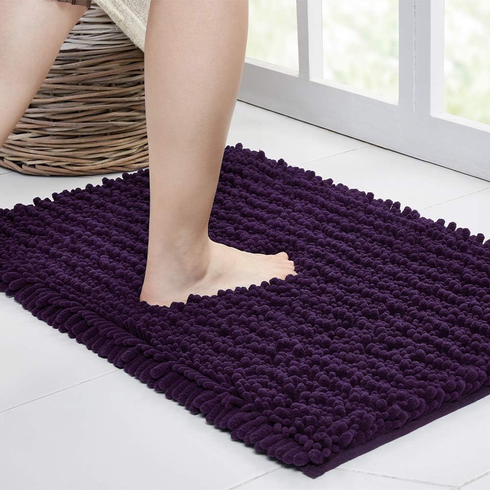 Walensee Bathroom Rug Non Slip Bath Mat (24x17 Inch Blush) Water Absorbent Super Soft Shaggy Chenille Machine Washable Dry Extra Thick Perfect Absorbant Best Small Plush Carpet for Shower Floor