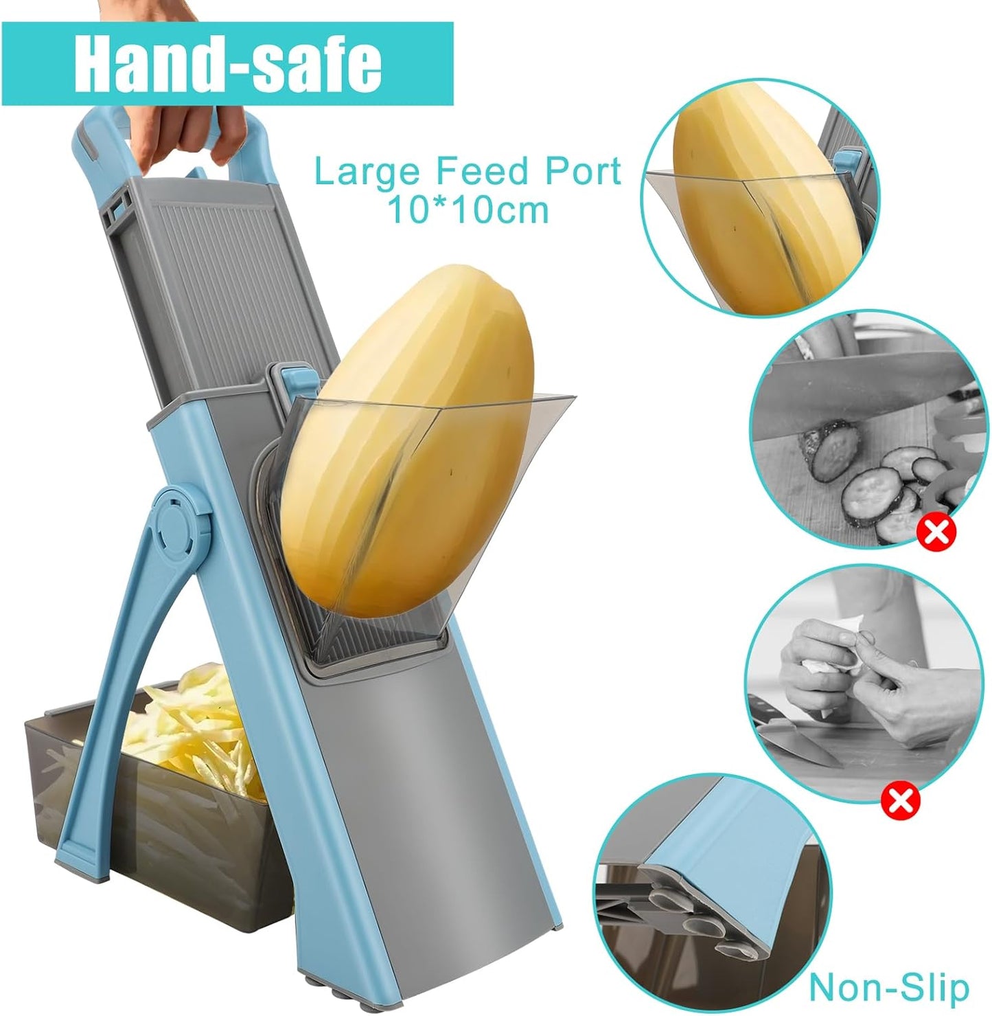 MEKOTRIN Vegetable Chopper Mandoline Slicer for Kitchen, Vegetable Food Slice Potato Slicer Chopper, Veggie Chopper with Container, Adjustable Thickness Julienne + Dicer, Kitchen Tools Gadgets, Green