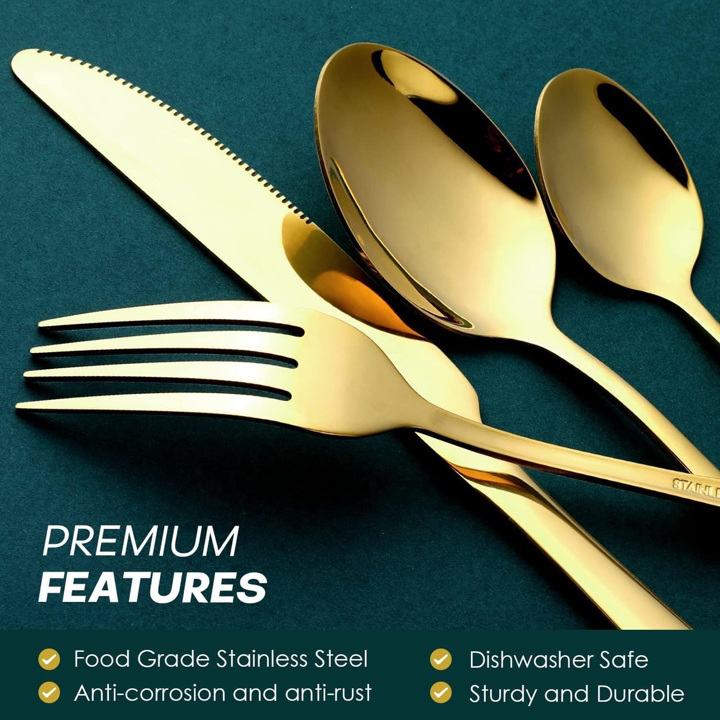 Purilite Select 24-Piece Gold Silverware Set
