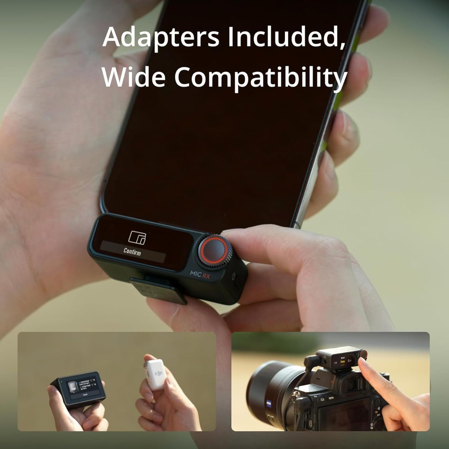DJI Mic 2 (2 TX + 1 RX + Charging Case), Wireless Lavalier Microphone, Intelligent Noise Cancelling, 32-bit Float Internal Recording, 820 ft.(250m) Range, Microphone for iPhone, Android, Camera