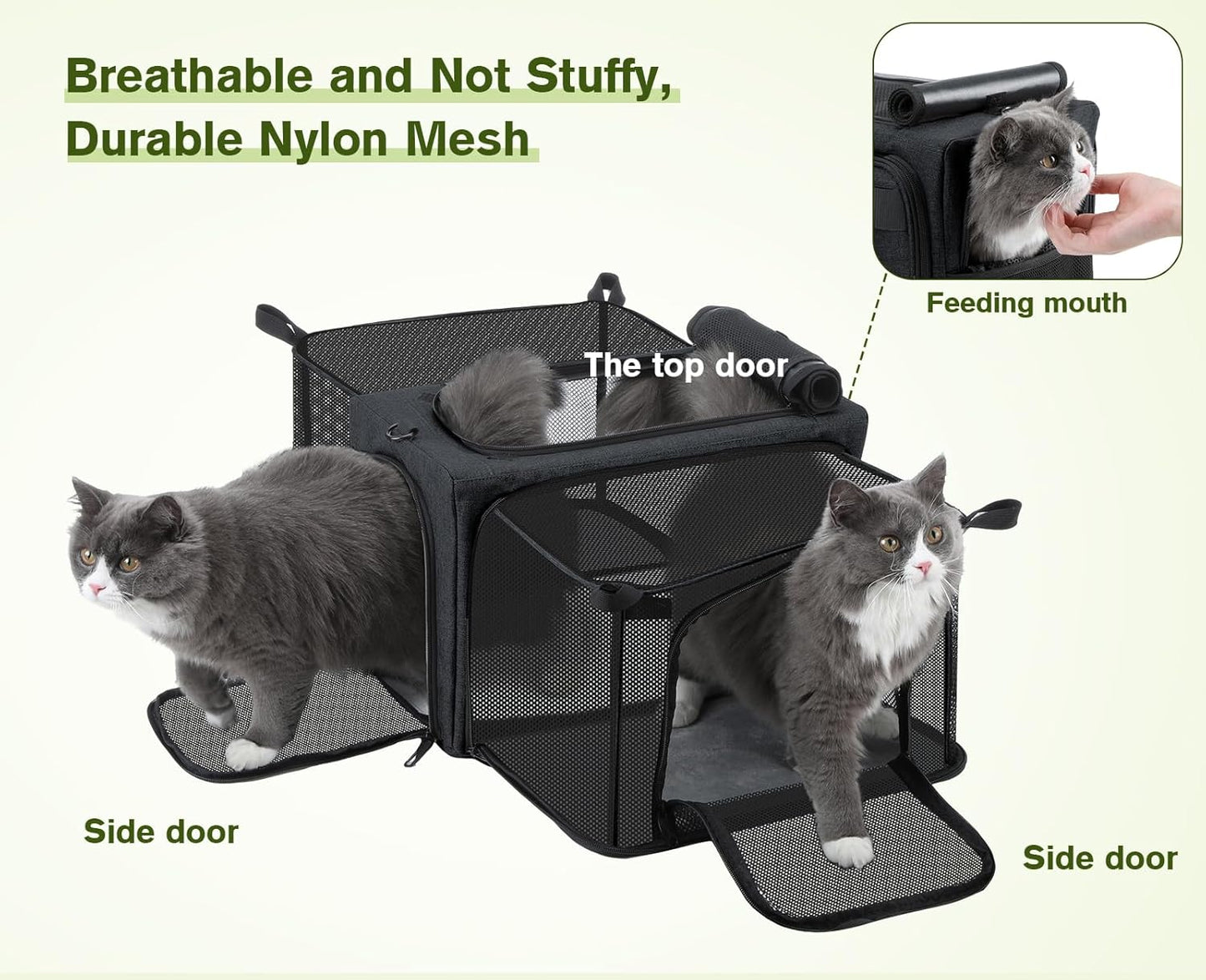 Approved Collapsible Cat Soft-Sided Carriers, Breathable Pet Carriers up to 5kg/12lbs, Portable Dog Carrier Great for Travel, Outdoor, Hiking, Camping(Gray)