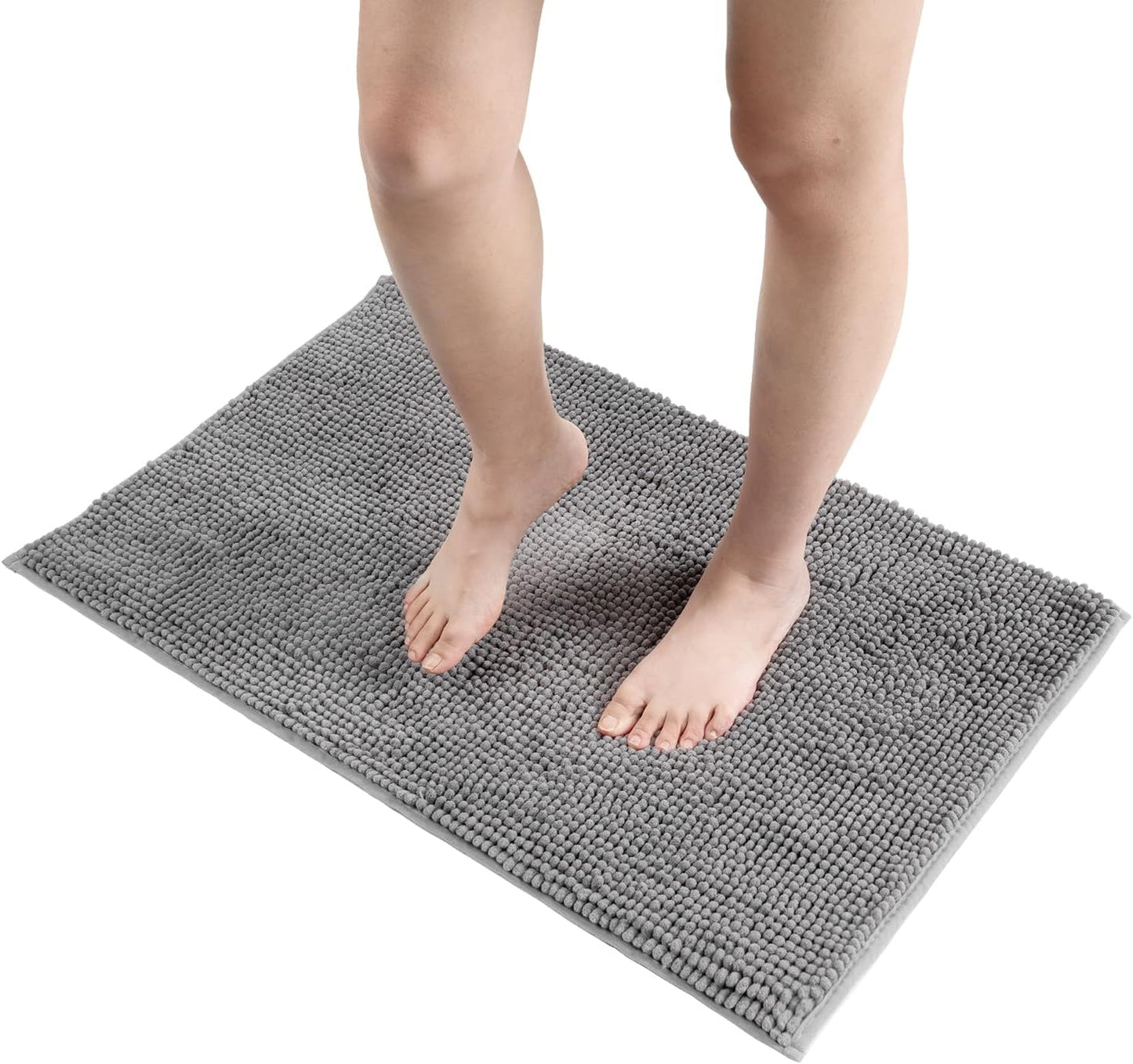 HITSLAM Shower Mat Non Slip, 24 x 16 Inch Bathtub Mat Non Slip with Drain, Soft PVC Loofah Bath Mat for Tub, Quick Drying Bathroom Shower Mat, Grey