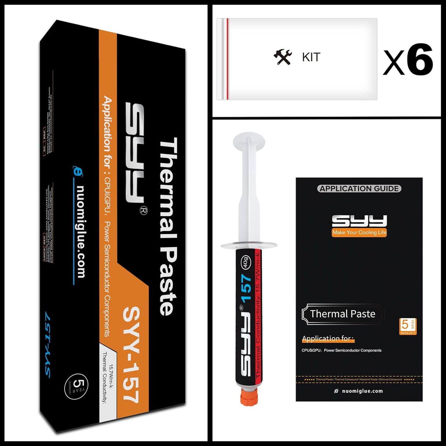 Thermal Paste, SYY 4G with Toolkit CPU Paste Thermal Compound Paste Heatsink for IC/Processor/CPU/All Coolers, Carbon Based High Performance, Thermal Interface Material