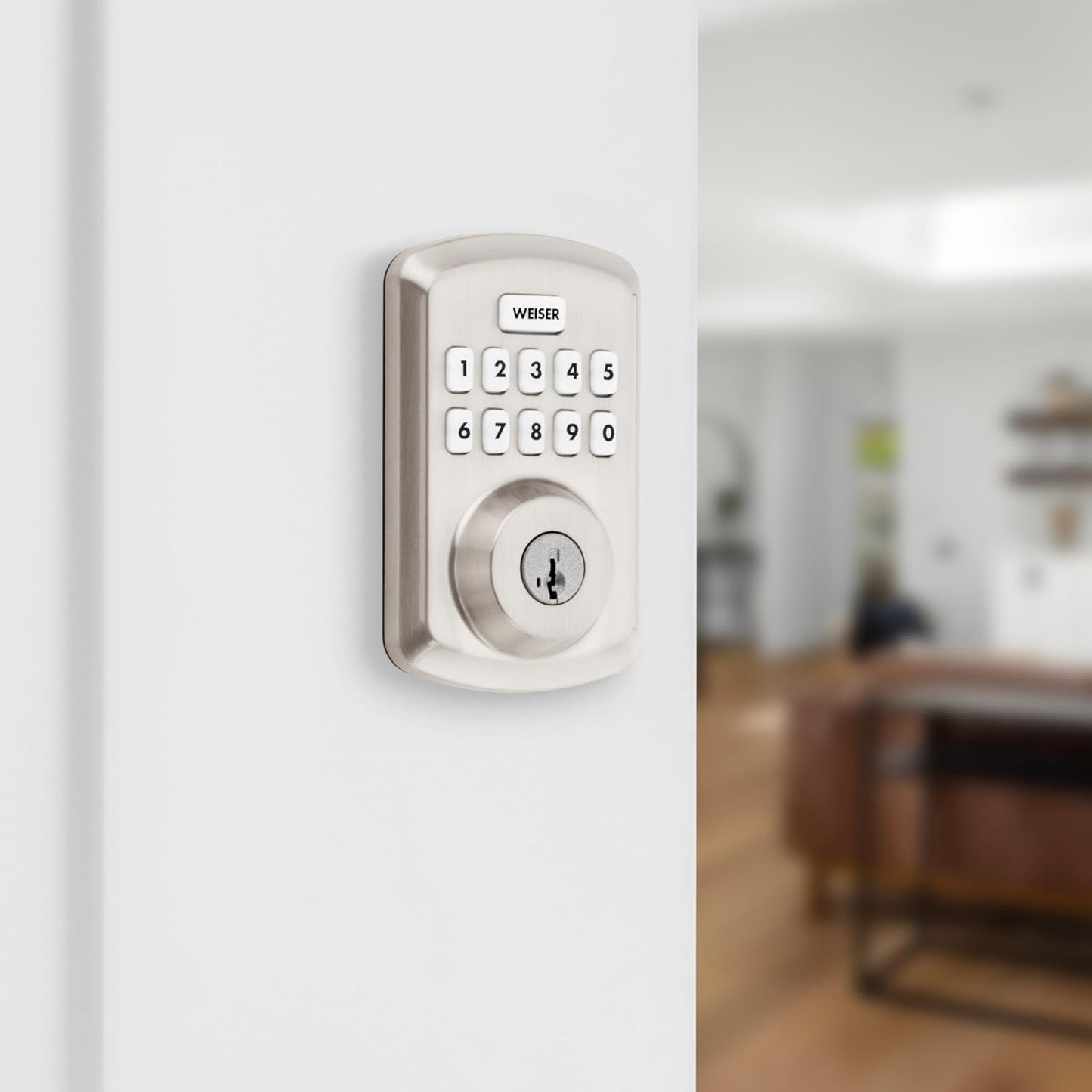 Weiser Powerbolt 3 Matte Black Keyless Entry Door Lock/Deadbolt Lock, 10-Button Keypad Door Lock with Auto Lock and 12-Month Battery Life, Electronic Door Locks for Front Door, Home Décor