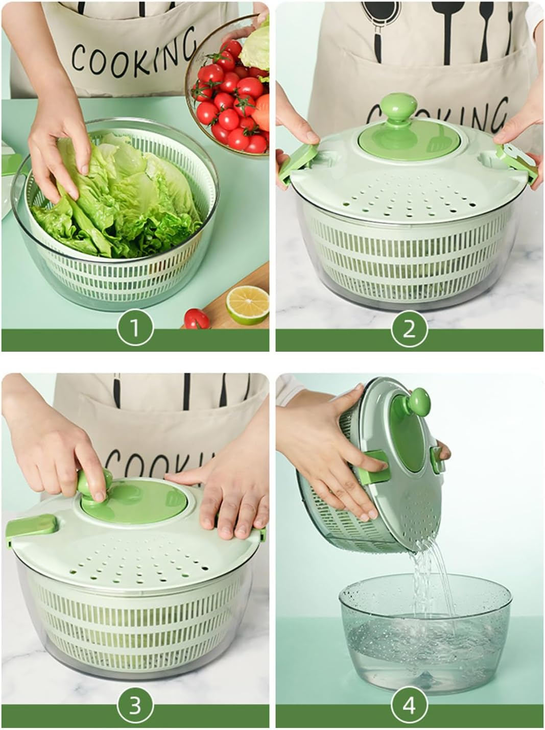 Salad Spinners Lettuces Dryer with Drain Lettuces Spinners for Vegetable Multi-Functional Kitchen Helper Fruit Washing