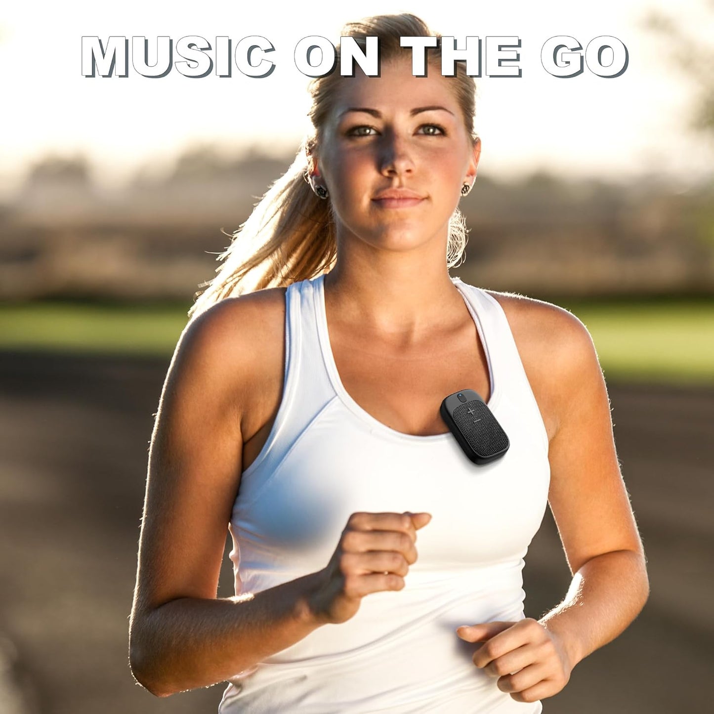 Oraolo Wearable Bluetooth Speaker, Clip on Portable Wireless Speaker with Microphone for Hands-Free Music and Calls, Mini Speaker for Work, Bike, Hiking, Running, 18H Long Playtime, 1 Pack