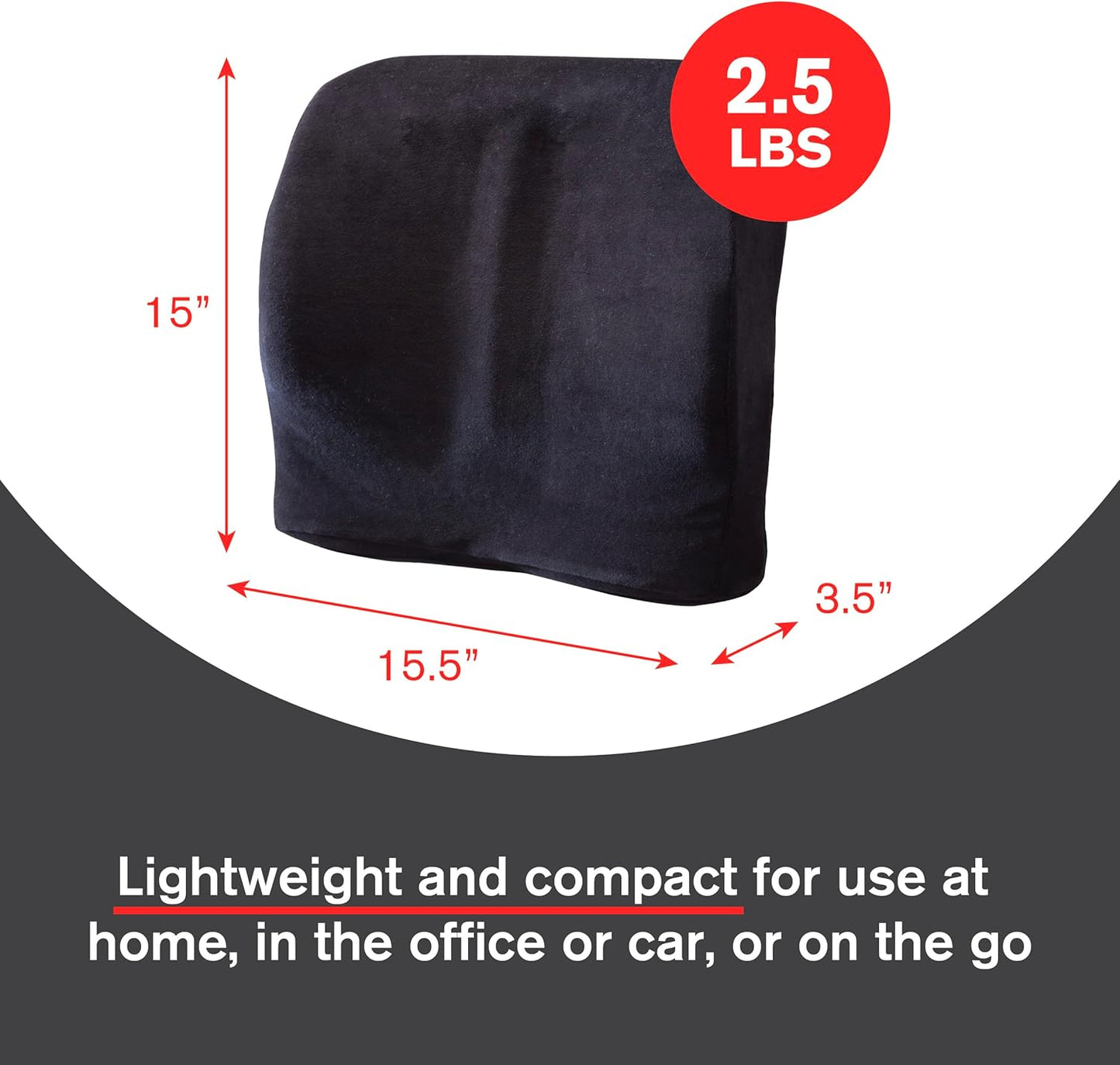 ObusForme Sit-Back Cushion – Seat Cushion and Posture Support, Contoured Ergonomic Design for Soothing Relief, Memory Foam Lumbar Support Pillow for Office Chairs and More