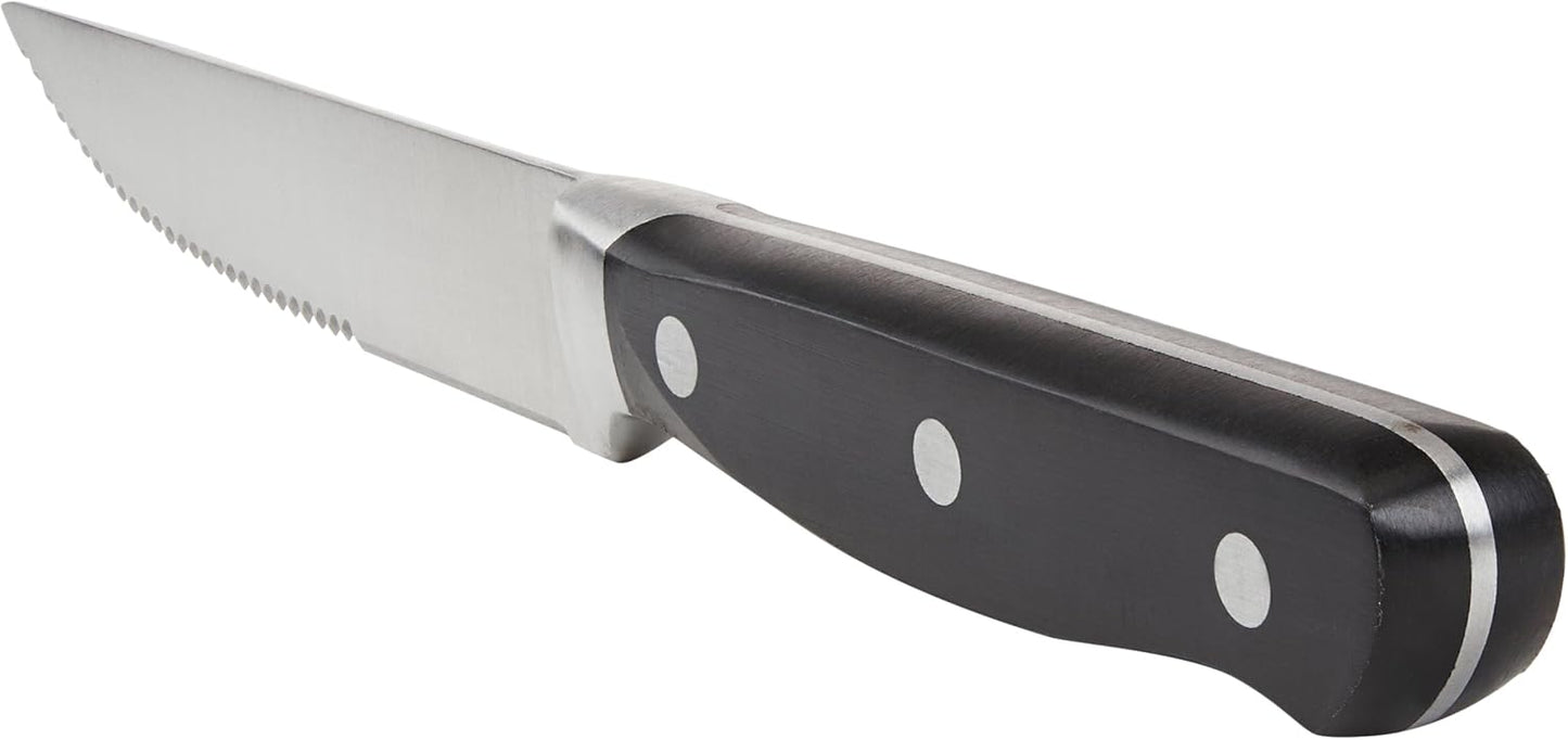 Amazon Basics Premium 8-Piece Kitchen Steak Knife Set, Black