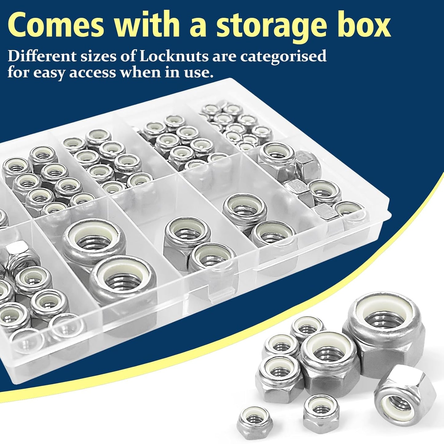 Vifmy 110 Pack 1/4"-20 Inch Lock Nuts,304 (A2-70) Stainless Steel Nylon Insert Locknuts,Standard Inch Thread Nylock Nuts for Bolts