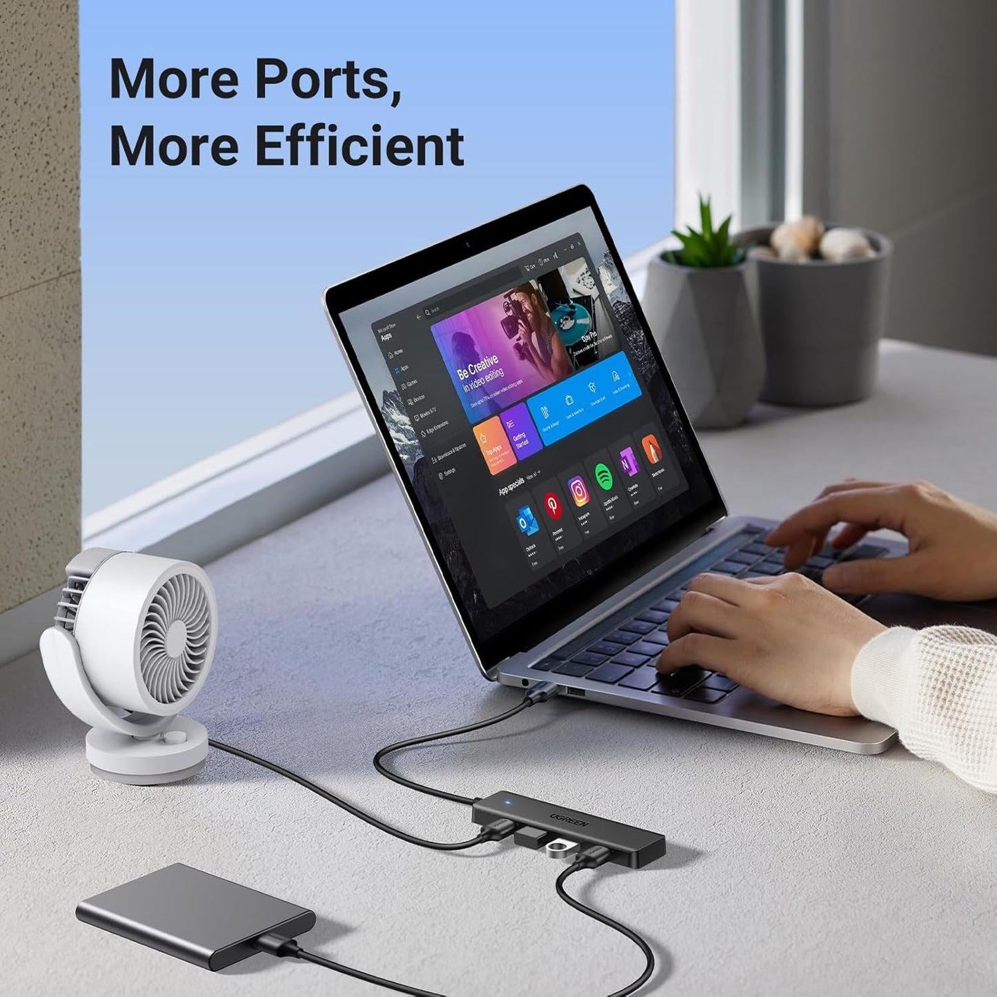 UGREEN USB Hub 3.0, 4 Ports USB A Splitter Ultra Slim Expander for Mouse, Keyboard, Flash Drive, U Disk, Printer Compatible with Laptop, Desktop PC, Xbox, PS5, Mouse, Keyboard and More, 0.5ft