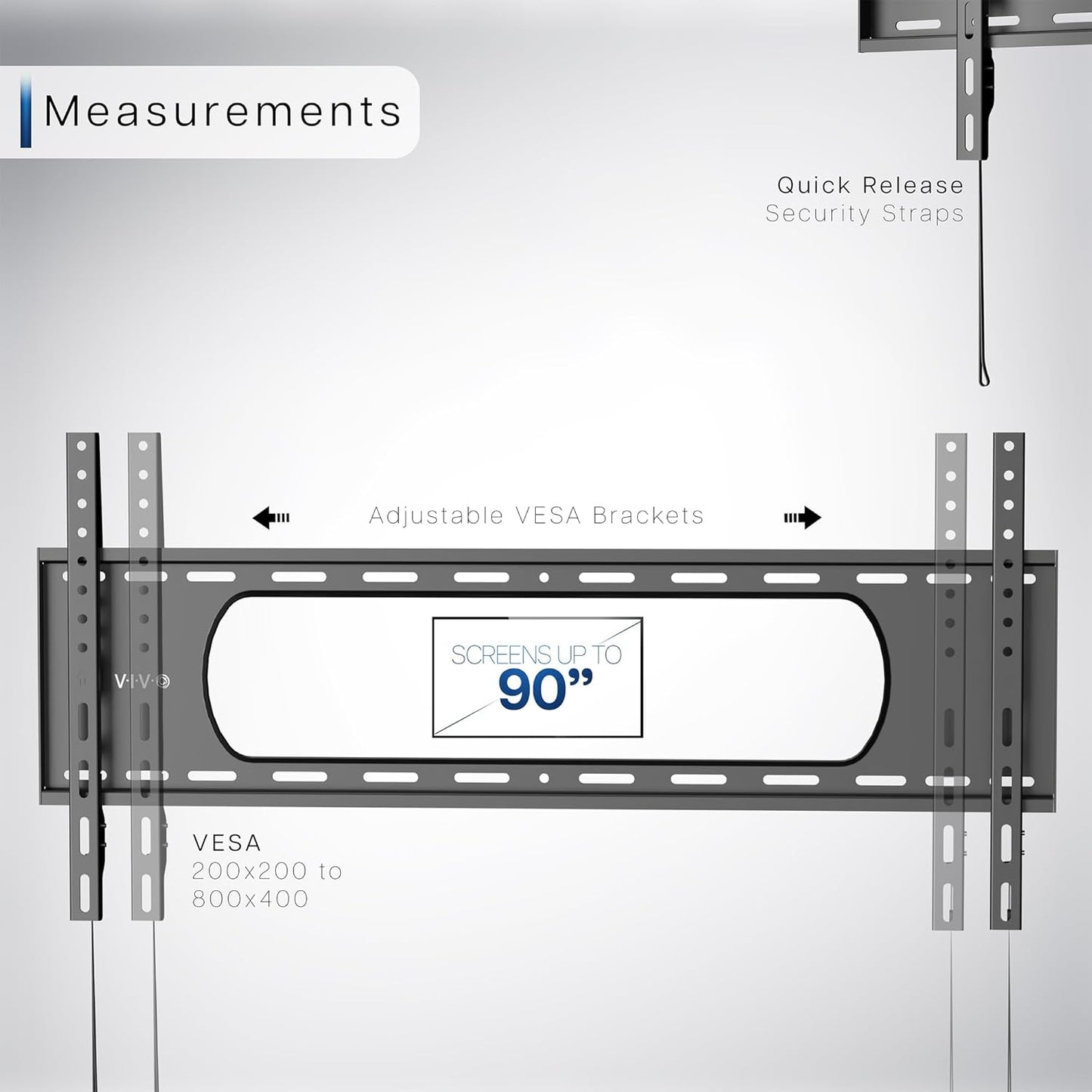 VIVO Extra Large Heavy Duty 43 to 100 inch LCD LED Curved and Flat Panel Screen, TV Wall Mount Bracket with Max 800x400mmmm VESA, Black, MOUNT-VW100F