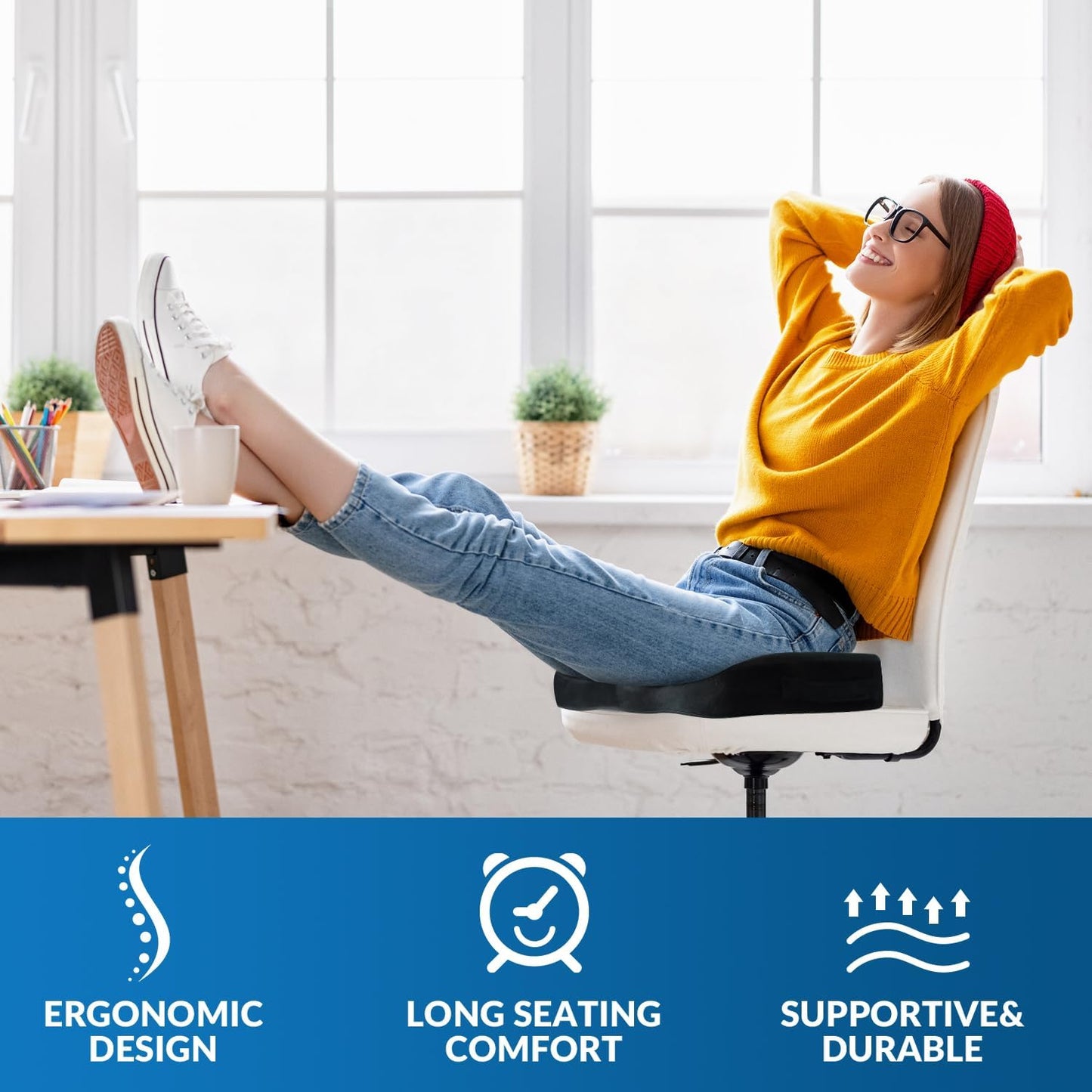 Lumbar Support Pillow for Office Chair Car Memory Foam Back Cushion Back Pain Relief Improve Posture Large Back Pillow for Computer, Gaming Chair, Recliner with Mesh Cover Double Adjustable Straps