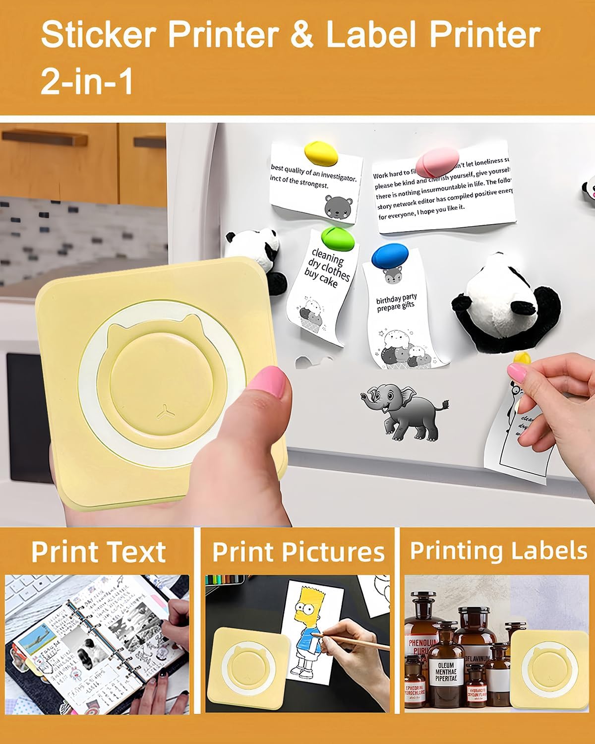 Label Maker - Mini Portable Sticker Printer with 13 Rolls Self-Adhesive Thermal Papers, Labeller Machine for Home Office Study Business Texts Journal, Blue
