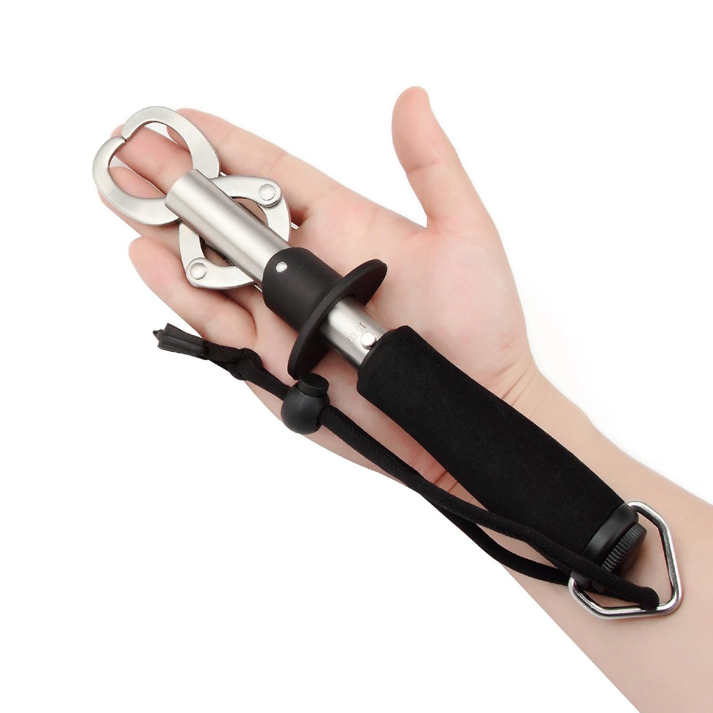 Crazy Shark Portable Stainless Steel Fish Lip Grabber Gripper Grip Tool Fish Holder Tackle EVA Handle 40lbs (Dark Gray)