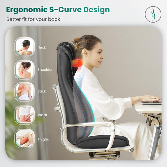 Snailax Shiatsu Neck and Back Massager with Heat Compression, Electric Massage Chair Pad for Neck Back, Massage Chair Full Body for Home Office Use, Gifts for Men, Women