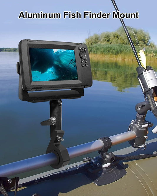 Fish Finder Mount Compatible with Garmin Lowrance Humminbird Sonars, Marine-Grade Fish Finder Mounting Bracket with Pipe Clamps 0.8-1.4 Inch, Depth Finder Holder for Marine Boat Kayak Pontoon Canoe - PuriLite