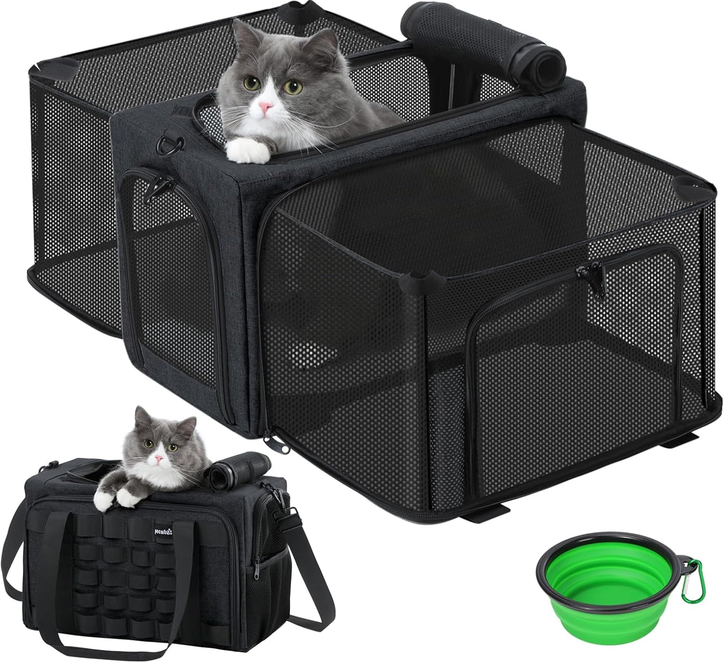 Approved Collapsible Cat Soft-Sided Carriers, Breathable Pet Carriers up to 5kg/12lbs, Portable Dog Carrier Great for Travel, Outdoor, Hiking, Camping(Gray)