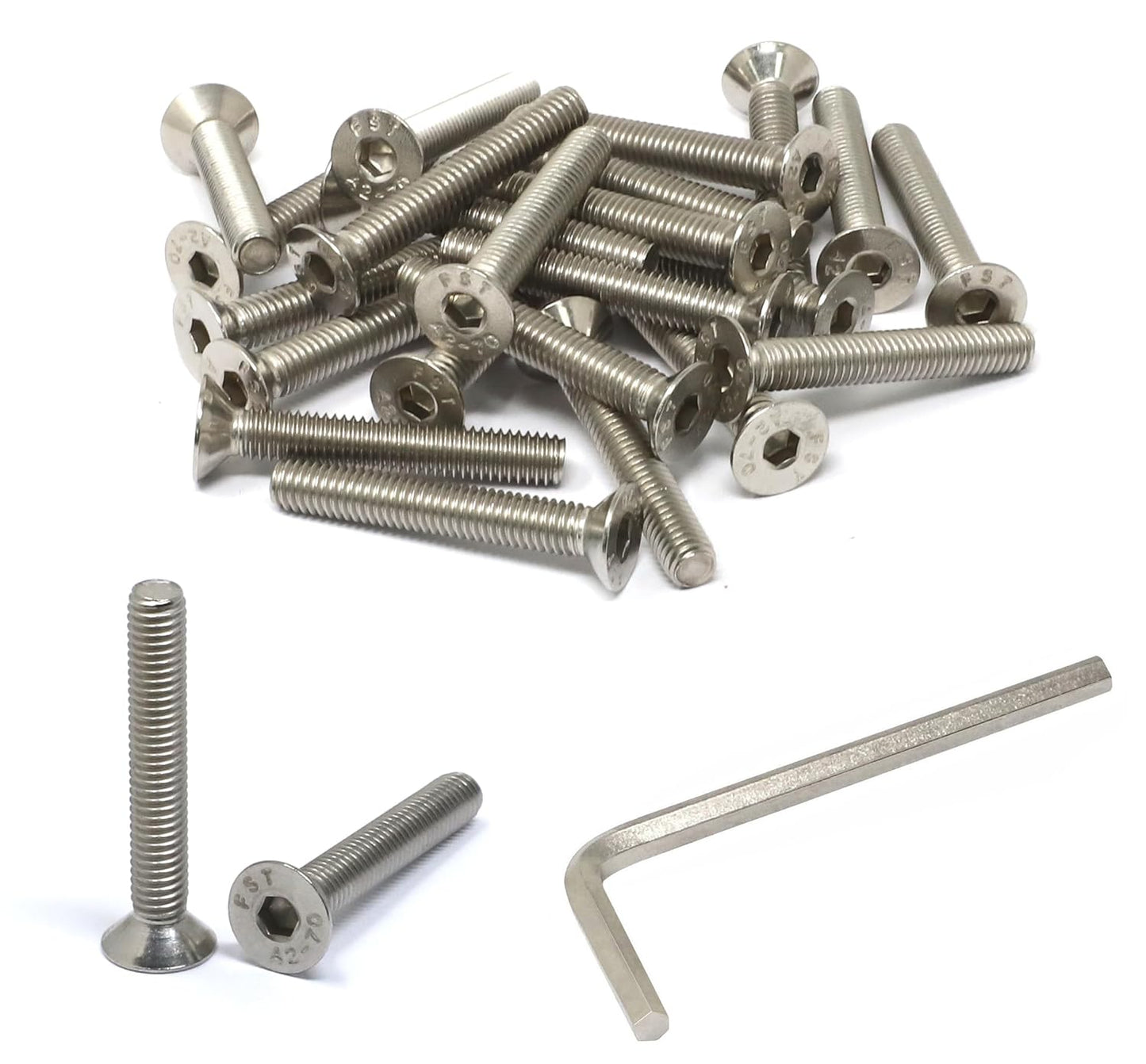 iexcell 5 Pcs M8 x 80mm Thread Pitch 1.25 mm Stainless Steel 304 Hex Socket Flat Head Cap Screws Bolts Kit