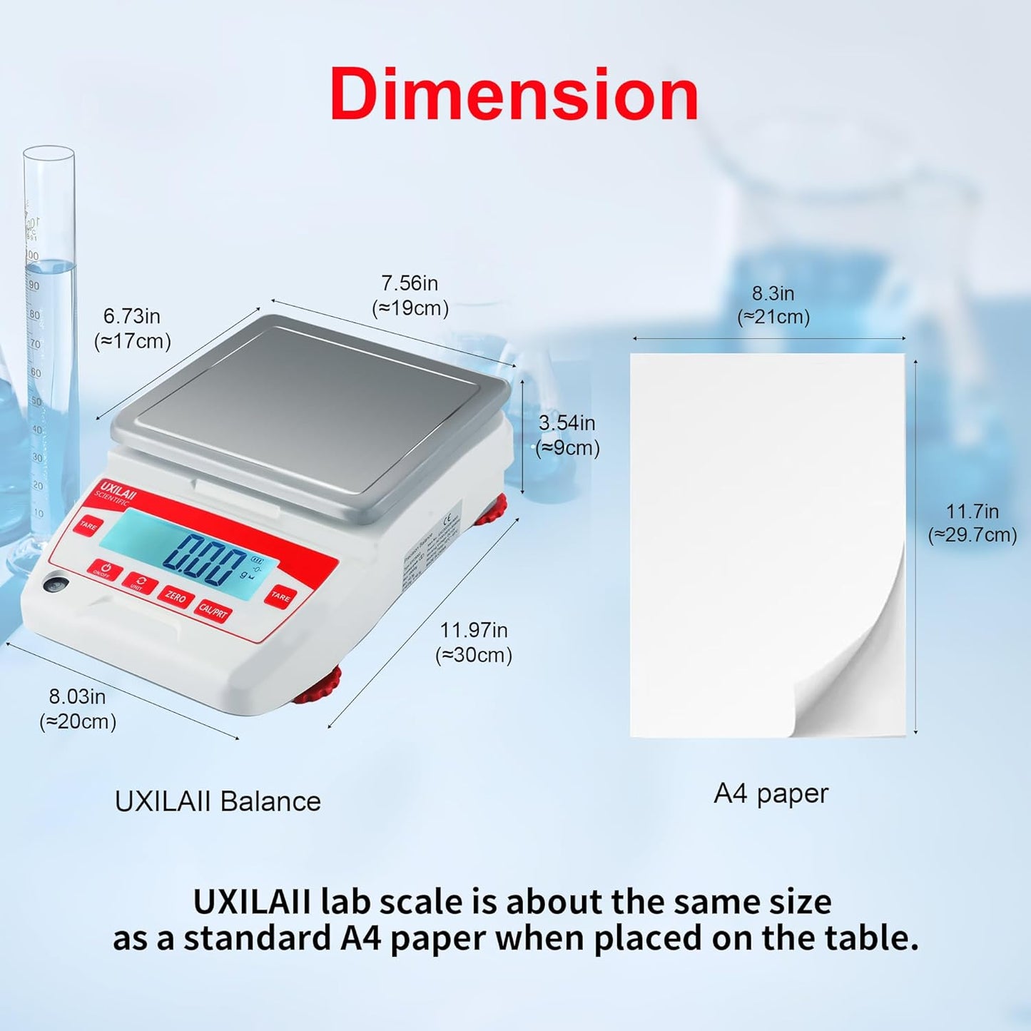 UXILAII SCIENTIFIC Lab Scale 3200g x 0.01g High Precision Electronic Analytical Balance 0.01g Accuracy Laboratory Balance Digtal Scale Gram Scale Jewelry Scale with 1Kg Calibration Weight